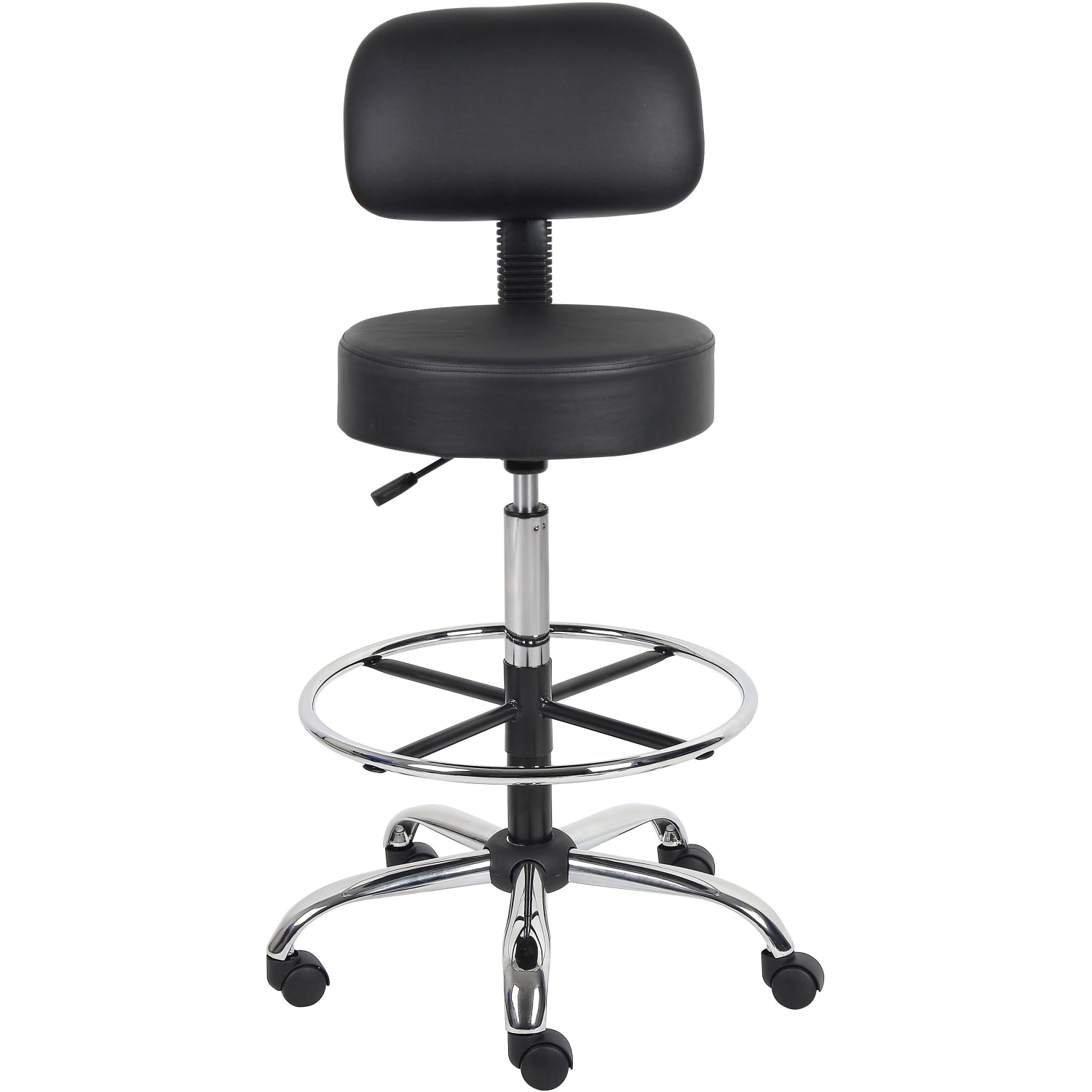 Boss Office Products Antimicrobial Medical Stool With Back And Foot Ring BlackChrome PopularChairscom Boss Office Products Antimicrobial Medical Stool With Back And Foot Ring BlackChrome PopularChairscom