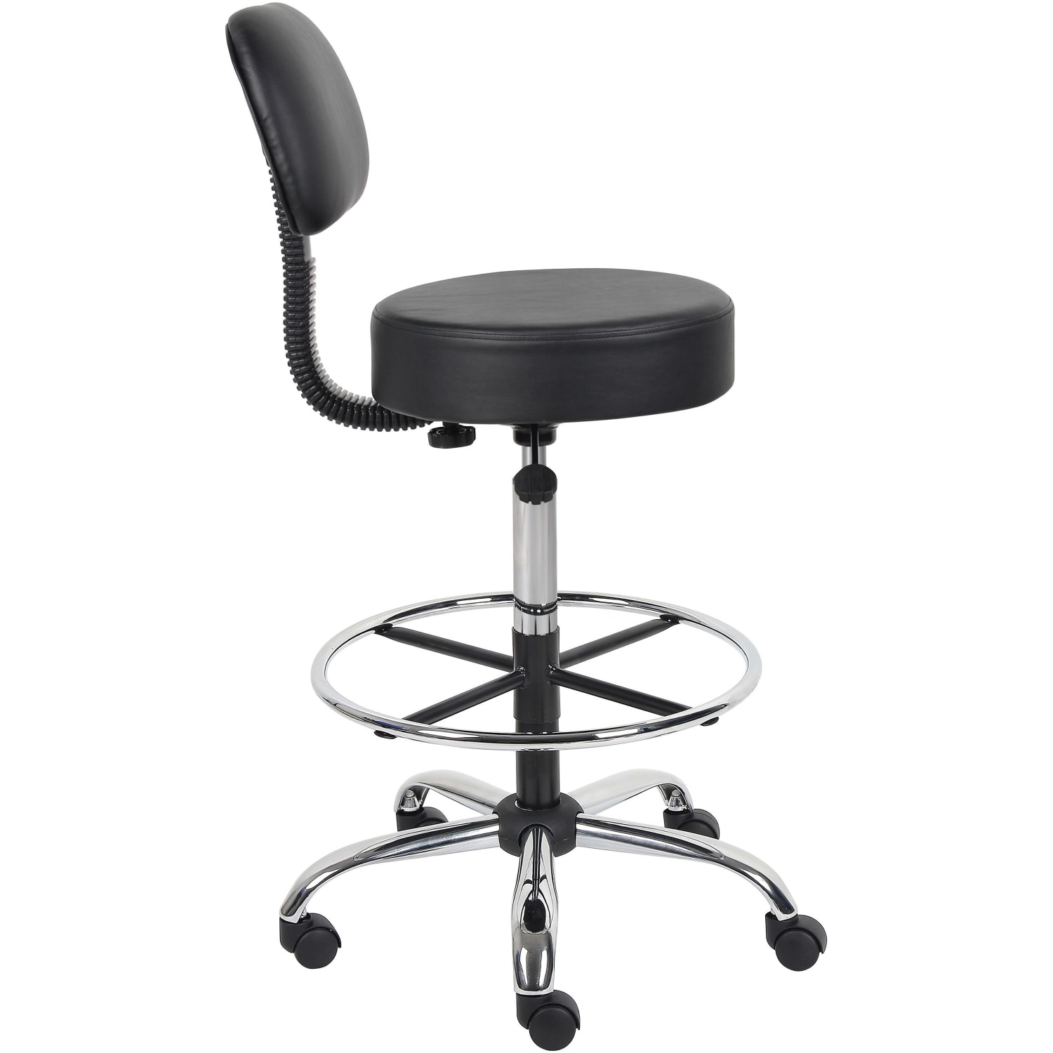 Boss Office Products Antimicrobial Medical Stool With Back And Foot Ring BlackChrome PopularChairscom Boss Office Products Antimicrobial Medical Stool With Back And Foot Ring BlackChrome PopularChairscom