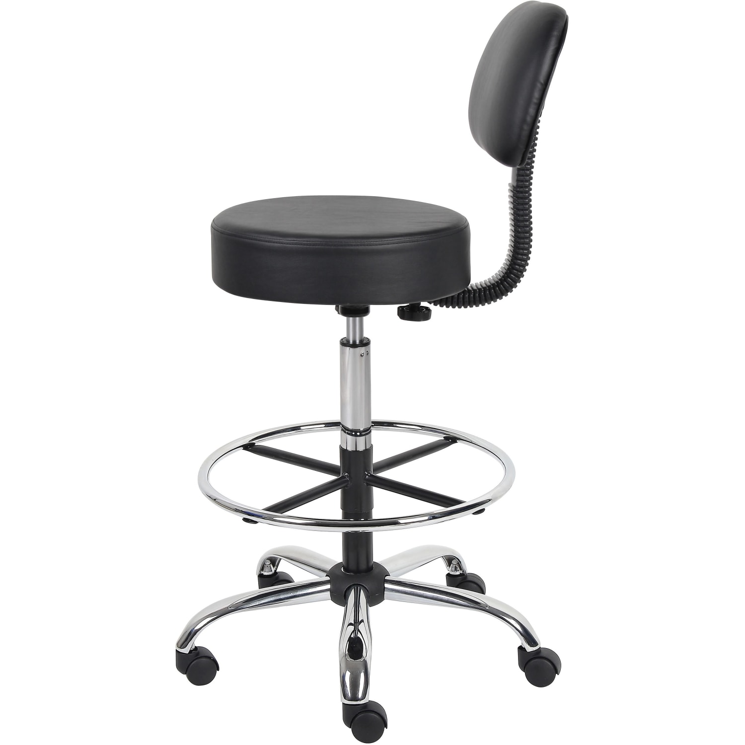 Boss Office Products Antimicrobial Medical Stool With Back And Foot Ring BlackChrome PopularChairscom Boss Office Products Antimicrobial Medical Stool With Back And Foot Ring BlackChrome PopularChairscom