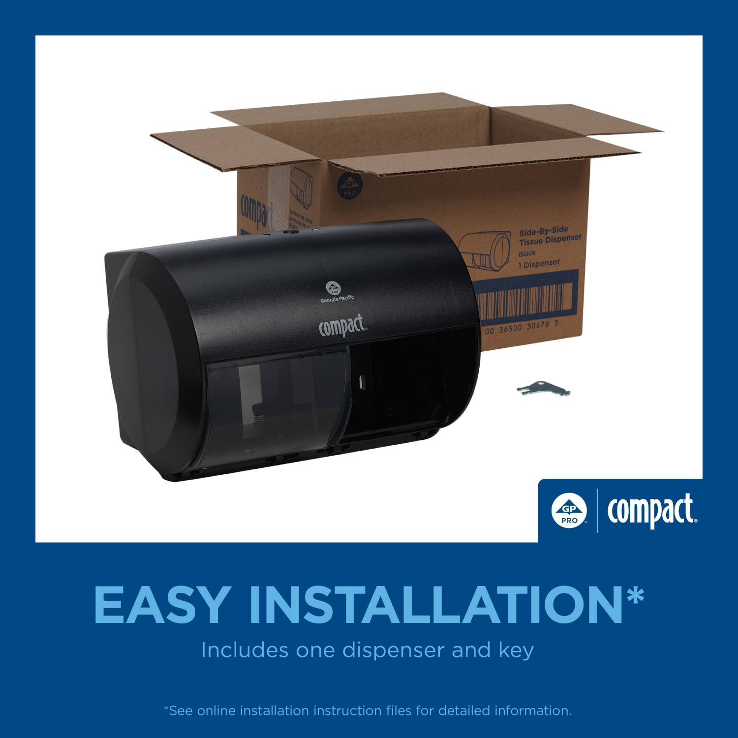 Georgia-Pacific Compact 2-Roll Side by Side Coreless High-Capacity Toilet Paper Dispenser, Black - Image 6