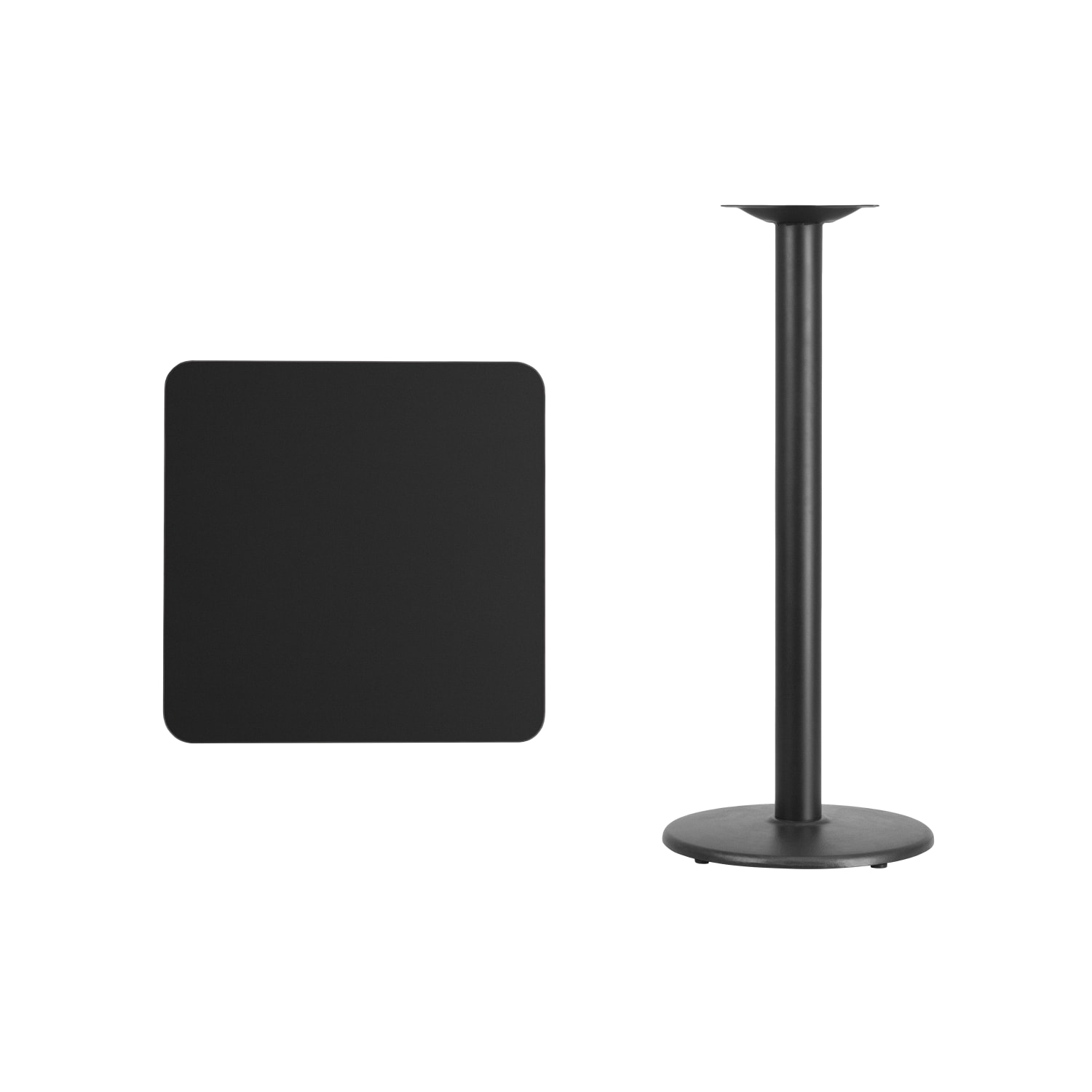 Flash Furniture Square Laminate Table Top With Round Bar-Height Table Base, 43-1/8inH x 24inW x 24inD, Black - Image 5