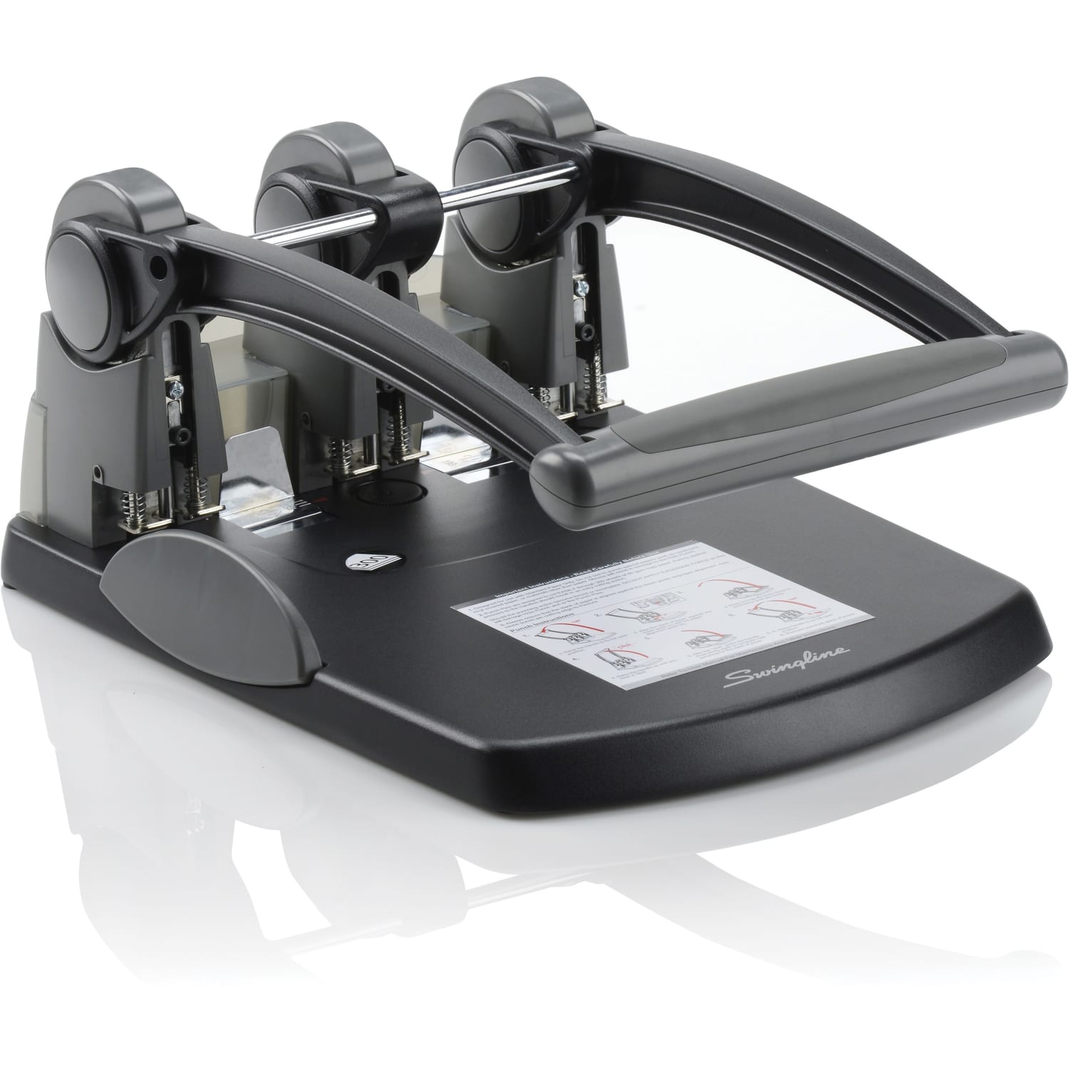Swingline Extra-High Capacity 3-Hole Punch, 7 3/4in x 12 3/8in x 17 1/8in, Black/Gray - Image 5