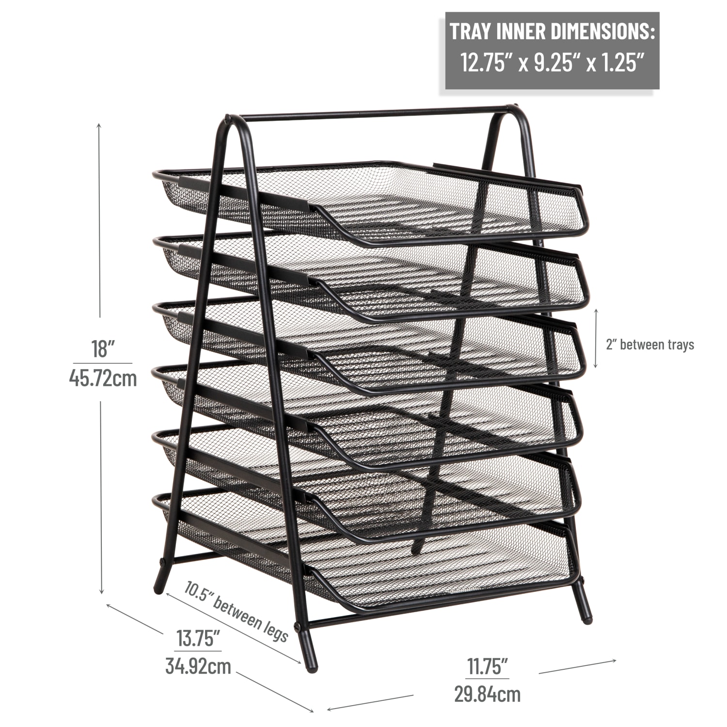 Mind Reader 6-Tier Paper Tray, 18inH x 13-3/4inW x 11-3/4inD, Black - Image 4