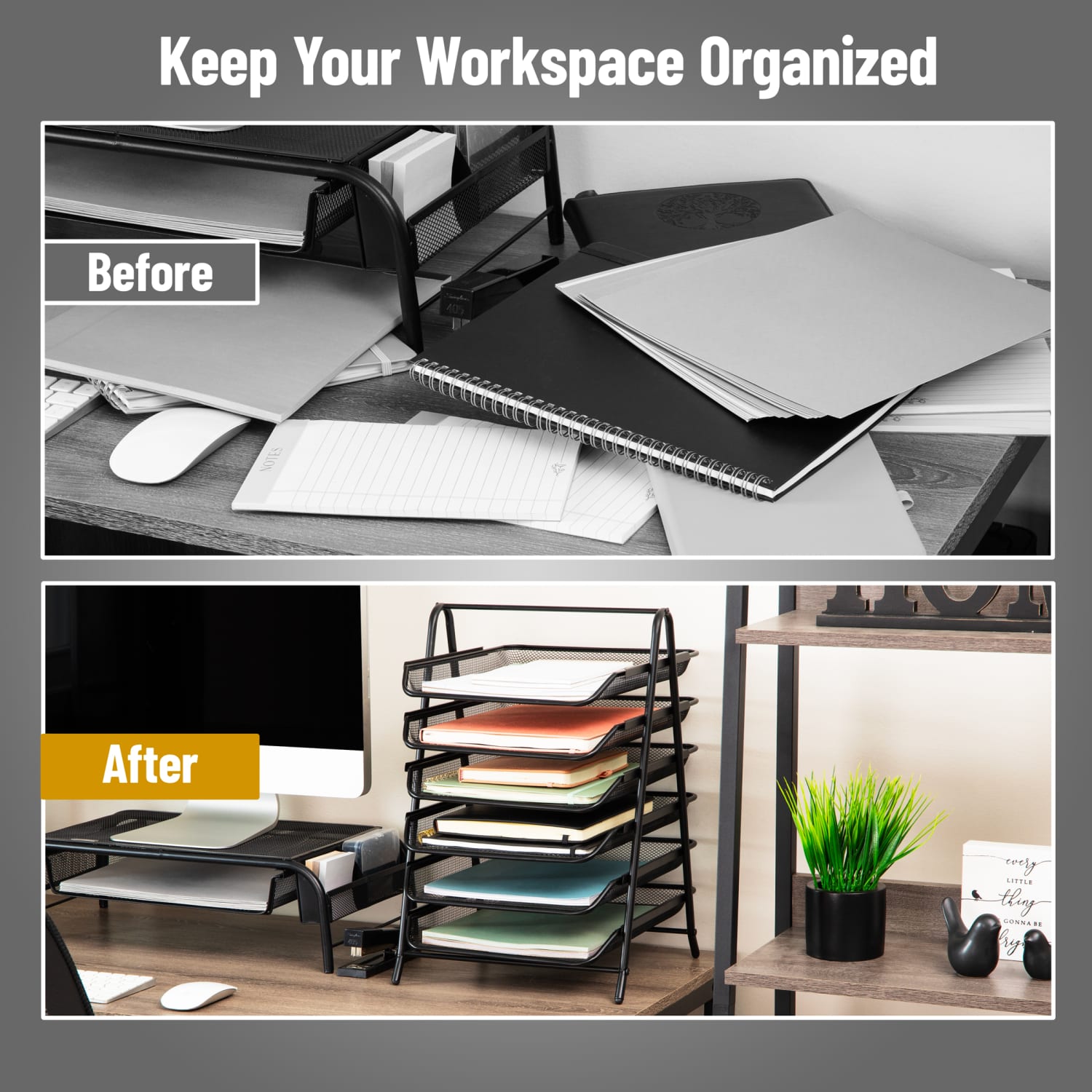 Mind Reader 6-Tier Paper Tray, 18inH x 13-3/4inW x 11-3/4inD, Black - Image 6