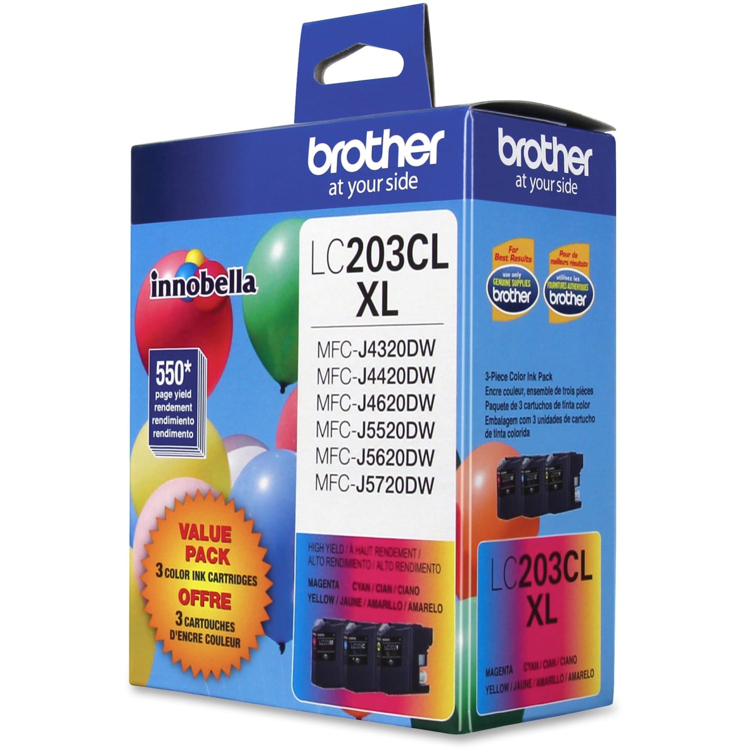 Brother LC203 Cyan; Magenta; Yellow High-Yield Ink Cartridges, Pack Of 3, LC2033PKS - Image 3