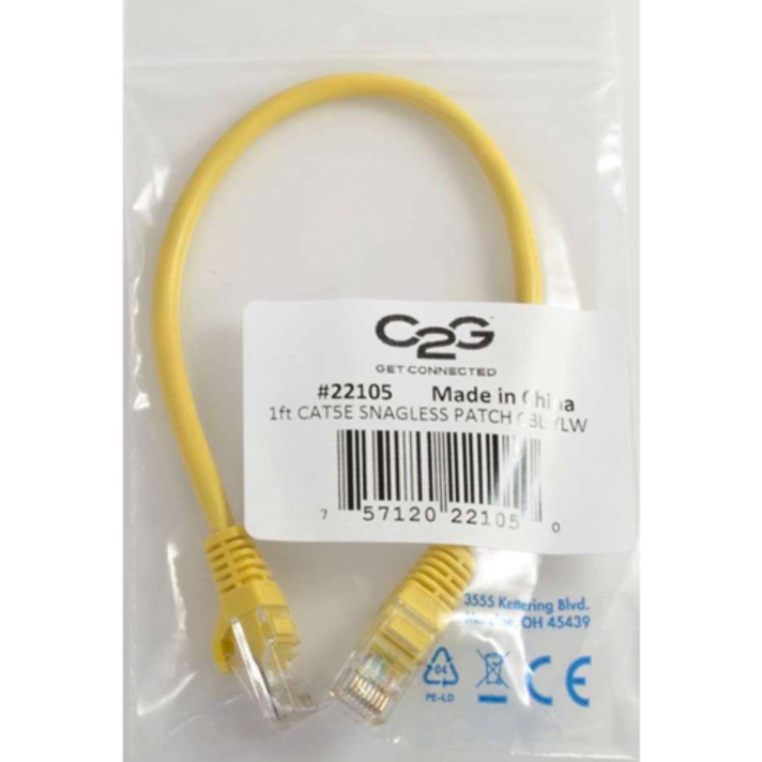 C2G-25ft Cat5e Snagless Unshielded (UTP) Network Patch Cable - Yellow - Category 5e for Network Device - RJ-45 Male - RJ-45 Male - 25ft - Yellow - Image 4