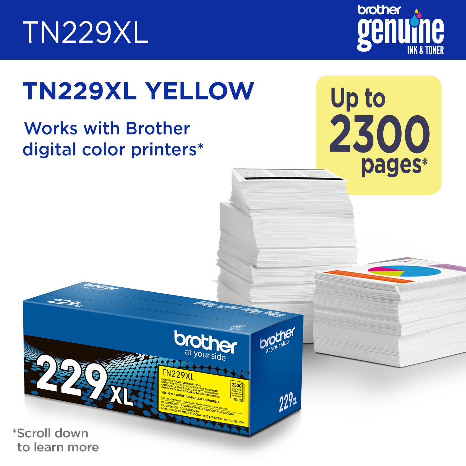Brother TN229XL Yellow High Yield Toner Cartridge, (TN229XLY) - Image 3