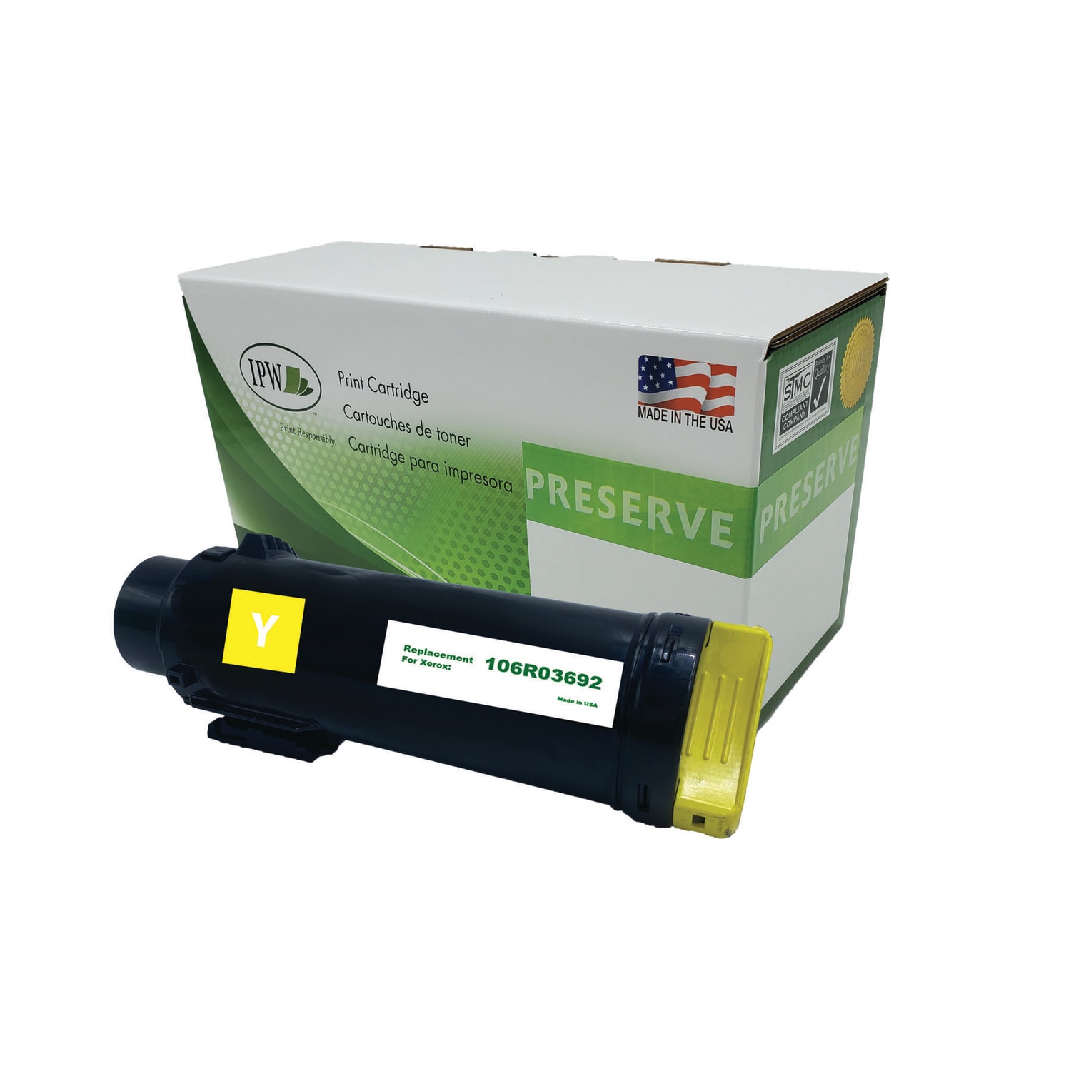 IPW Preserve Remanufactured Yellow Extra-High Yield Toner Cartridge Replacement For Xerox 106R03692, 106R03692-R-O