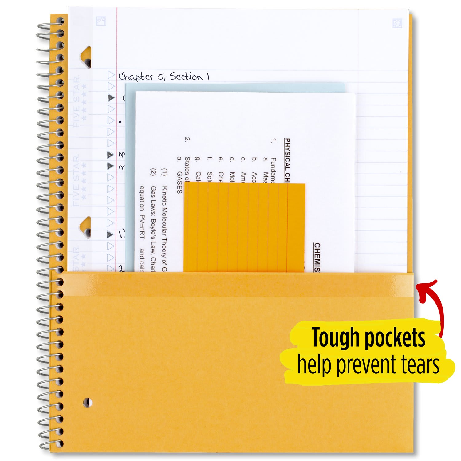 Five Star Wirebound Notebook Plus Study App, 8-1/2in x 11in, 5 Subject, College Ruled, 200 Sheets, Red - Image 6