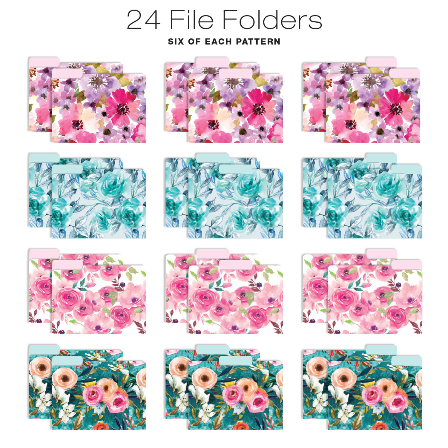 Global Deluxe Designer Hanging File Folders Kit, Letter Size, Floral, Kit Of 36 Folders - Image 6