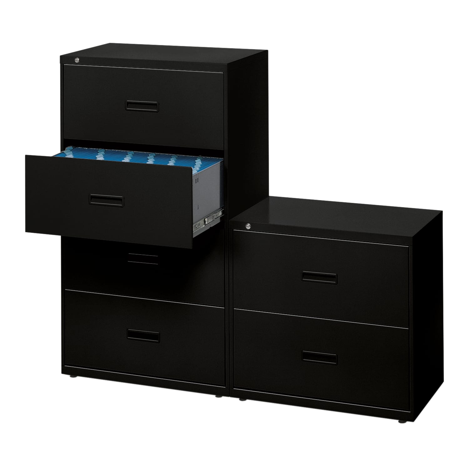 HON 400 30inW x 19-1/4inD Lateral 2-Drawer File Cabinet, Black - Image 3