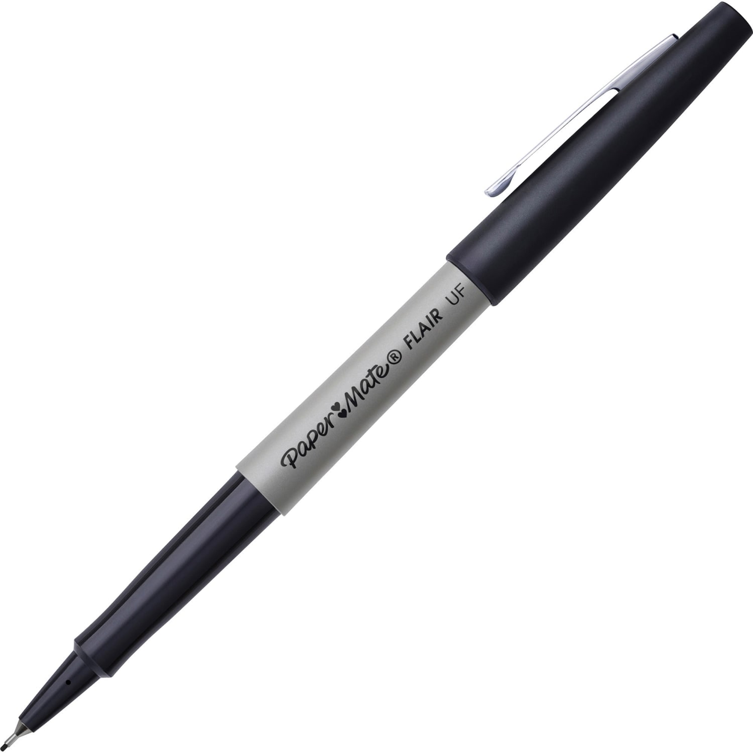 Paper Mate Flair Porous-Point Pens, Ultra Fine Point, 0.4 mm, Black Barrel, Black Ink, Pack Of 12 - Image 6