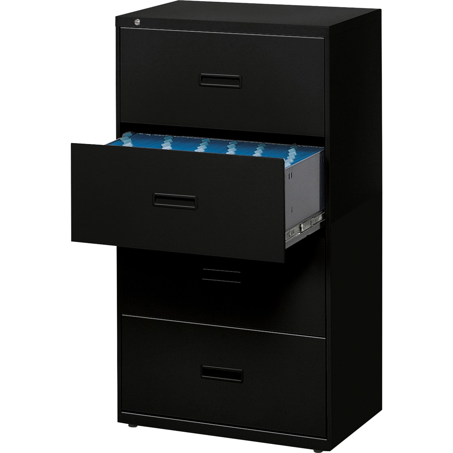 HON 400 30inW x 19-1/4inD Lateral 4-Drawer File Cabinet, Black - Image 4