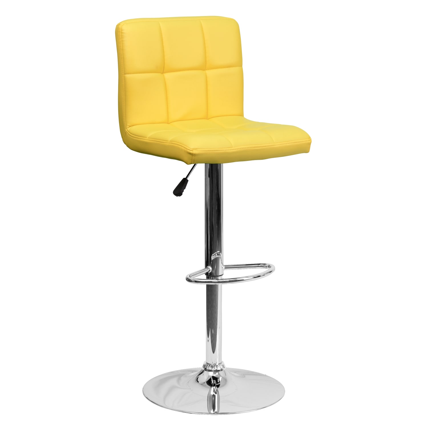 Flash Furniture Contemporary Quilted Vinyl Adjustable Height Barstool with Chrome Base, Yellow - Image 3