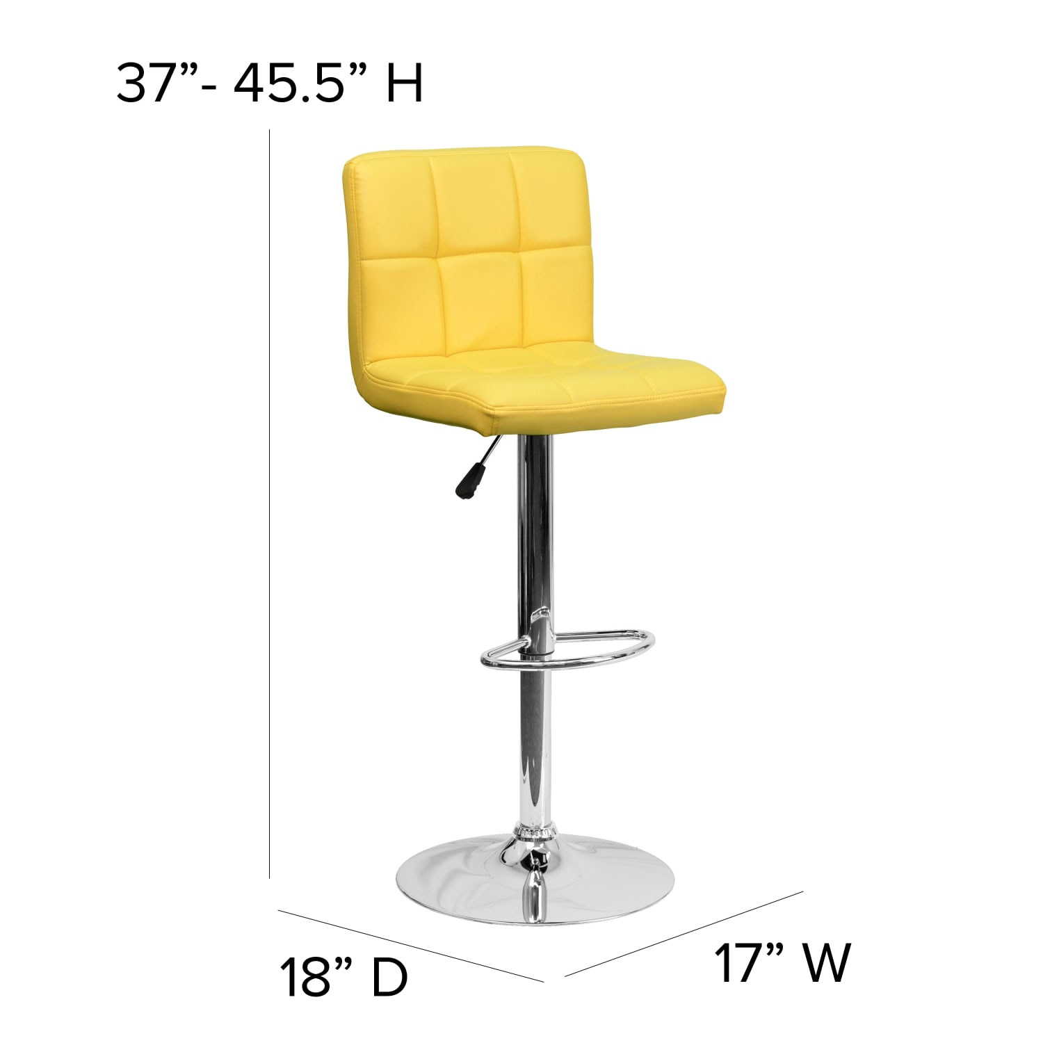 Flash Furniture Contemporary Quilted Vinyl Adjustable Height Barstool with Chrome Base Yellow PopularChairscom Flash Furniture Contemporary Quilted Vinyl Adjustable Height Barstool with Chrome Base Yellow PopularChairscom