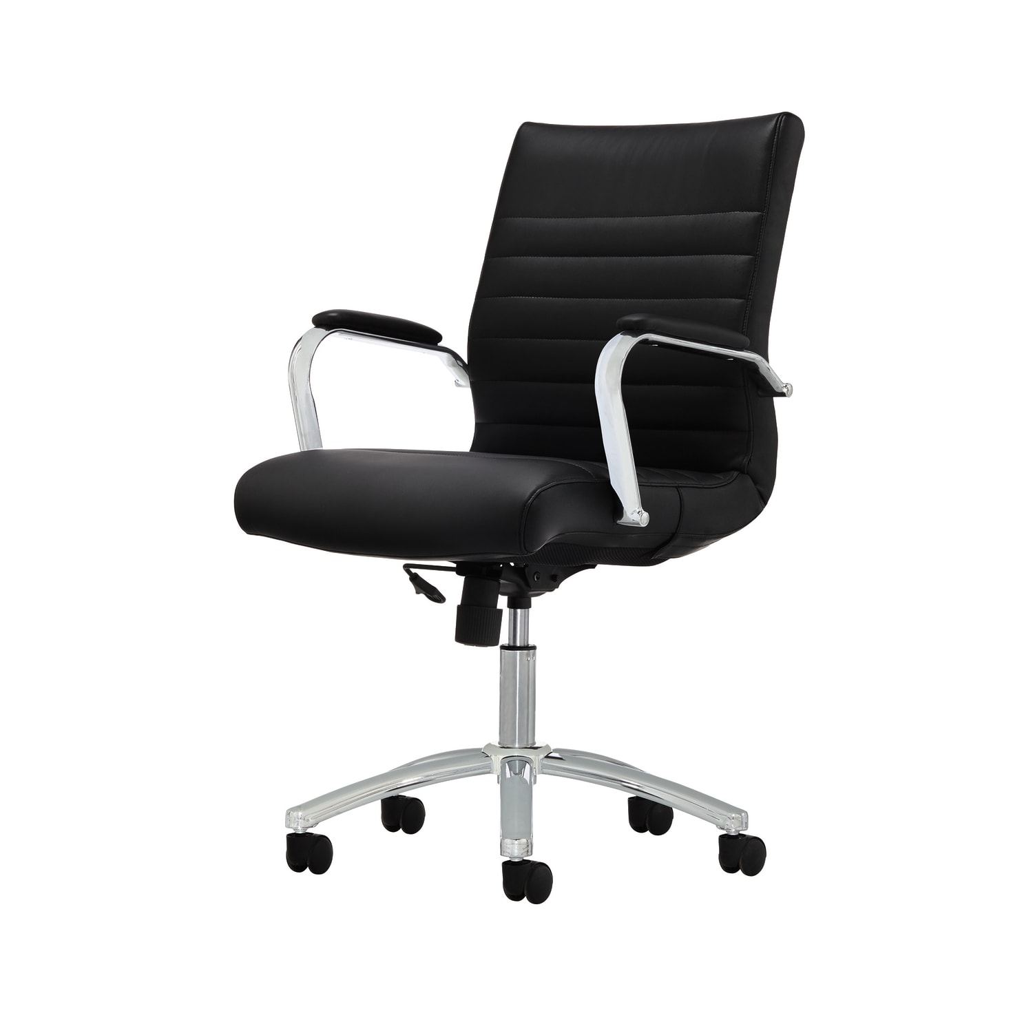 Realspace Modern Comfort Winsley Bonded Leather Mid Back Manager Office Chair BlackSilver BIFMA Compliant PopularChairscom