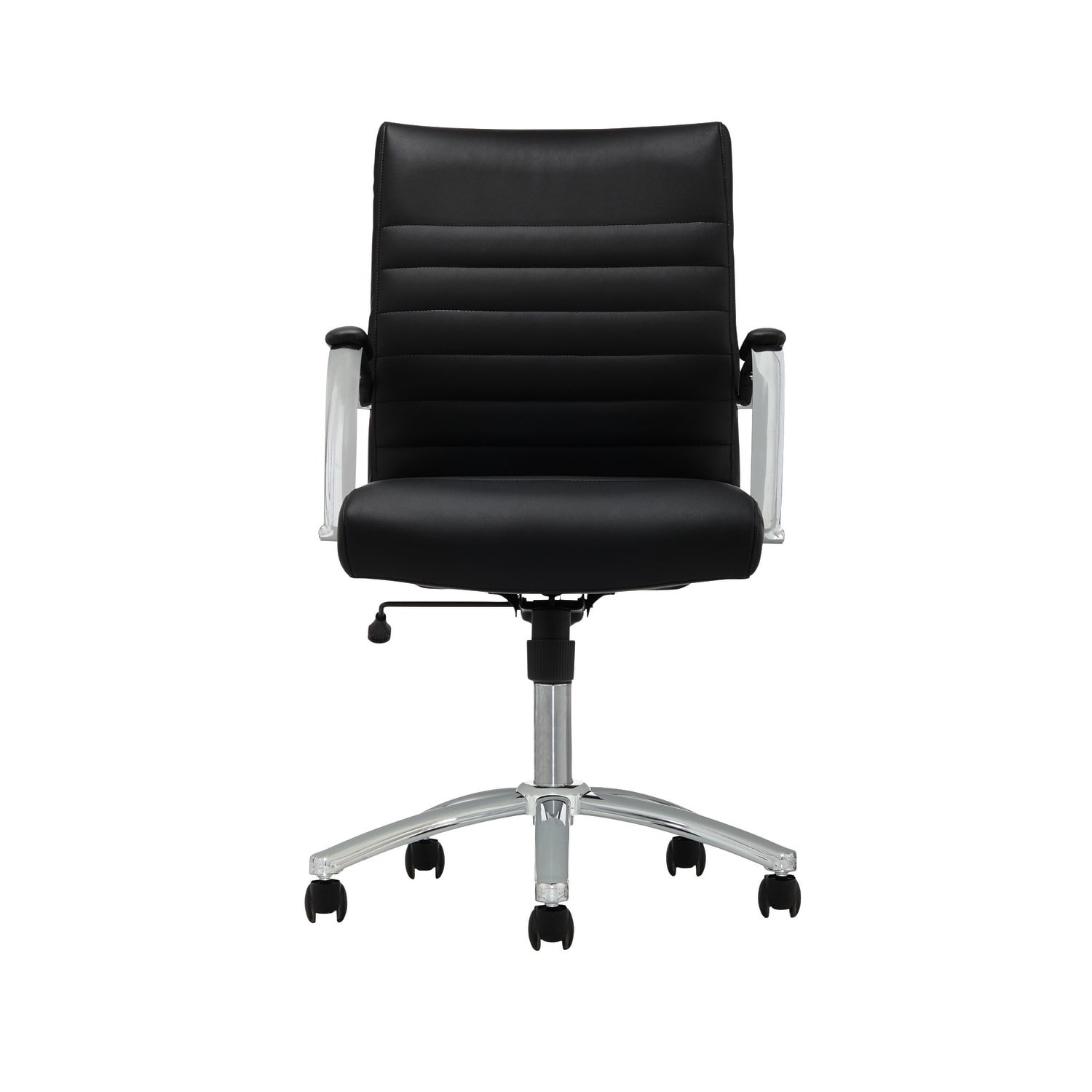 Realspace Modern Comfort Winsley Bonded Leather Mid Back Manager Office Chair BlackSilver BIFMA Compliant PopularChairscom
