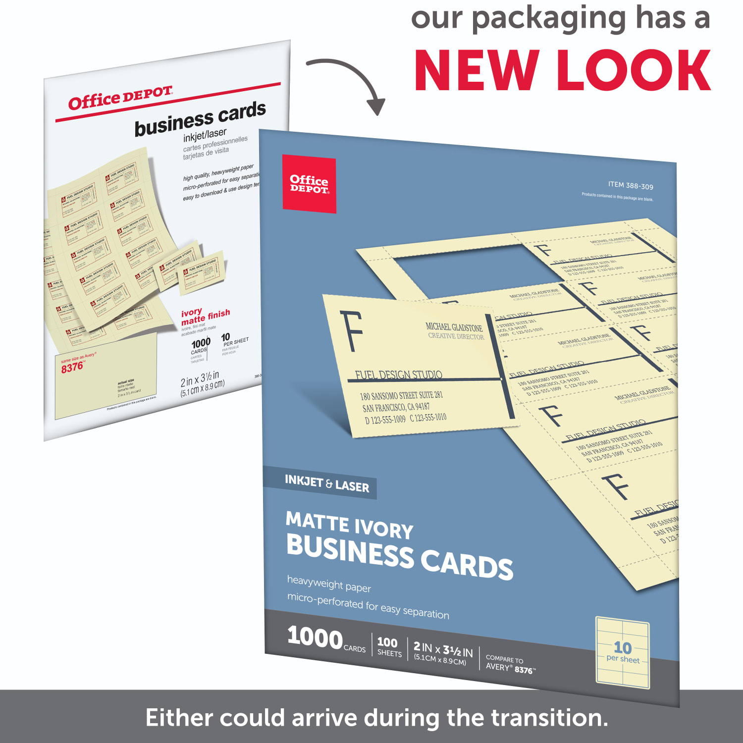 Office Depot Brand Matte Business Cards, 2in x 3 1/2in, Ivory, Pack Of 1,000 - Image 3