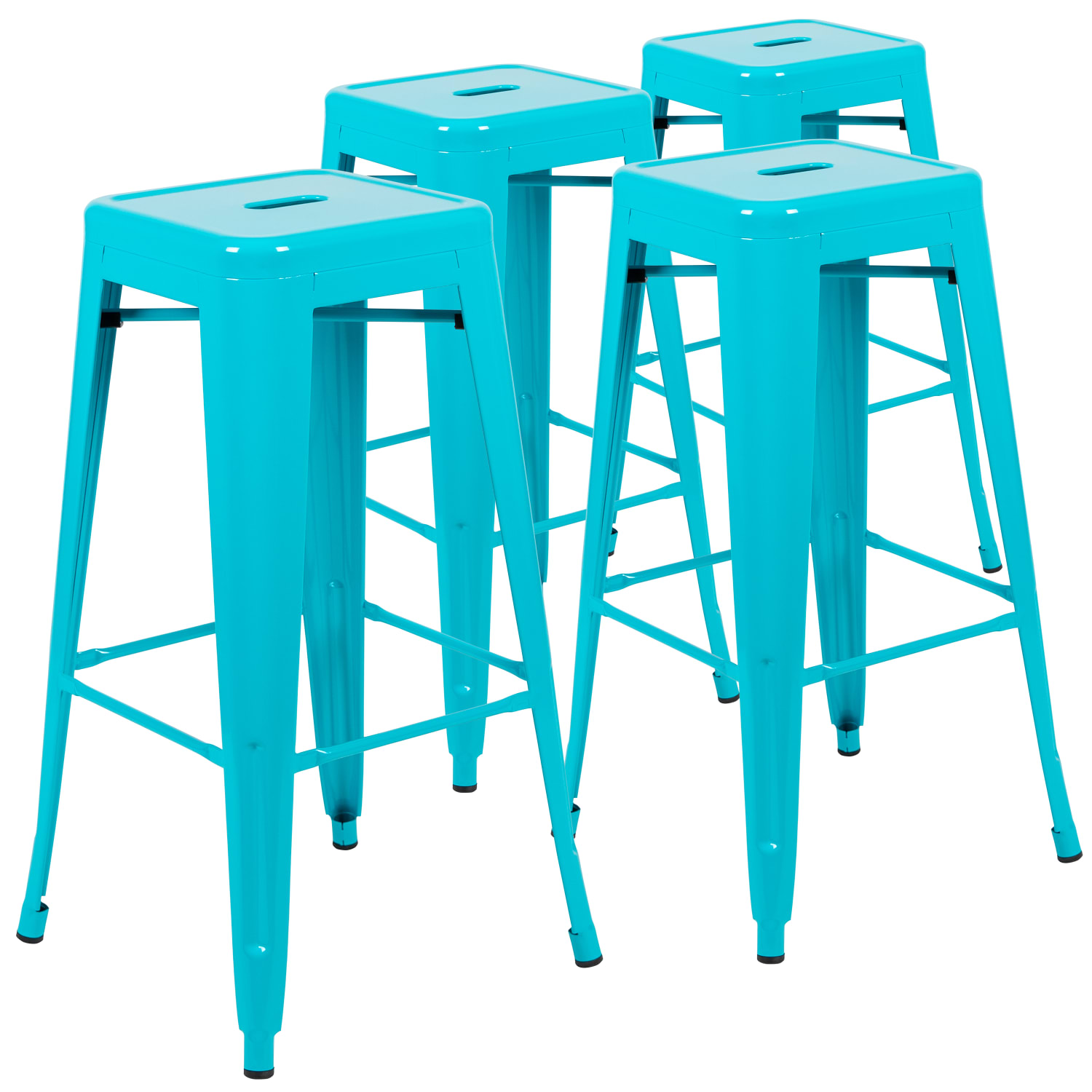 Flash Furniture 30in Metal Indoor Bar Stools Set Of 4 Bar Stools Teal PopularChairscom