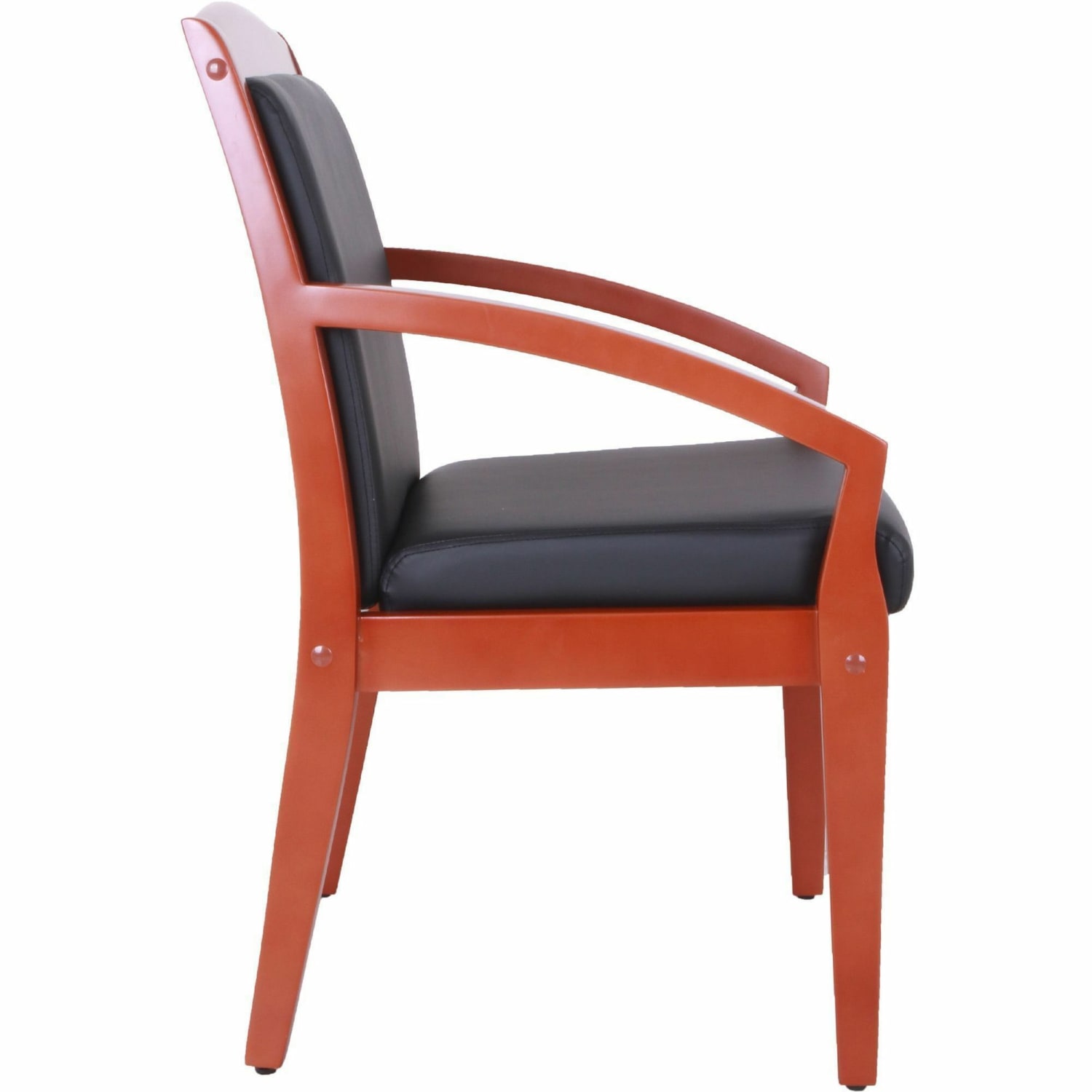 Lorell Bonded LeatherWood Guest Chair With Sloping Arms BlackCherry PopularChairscom