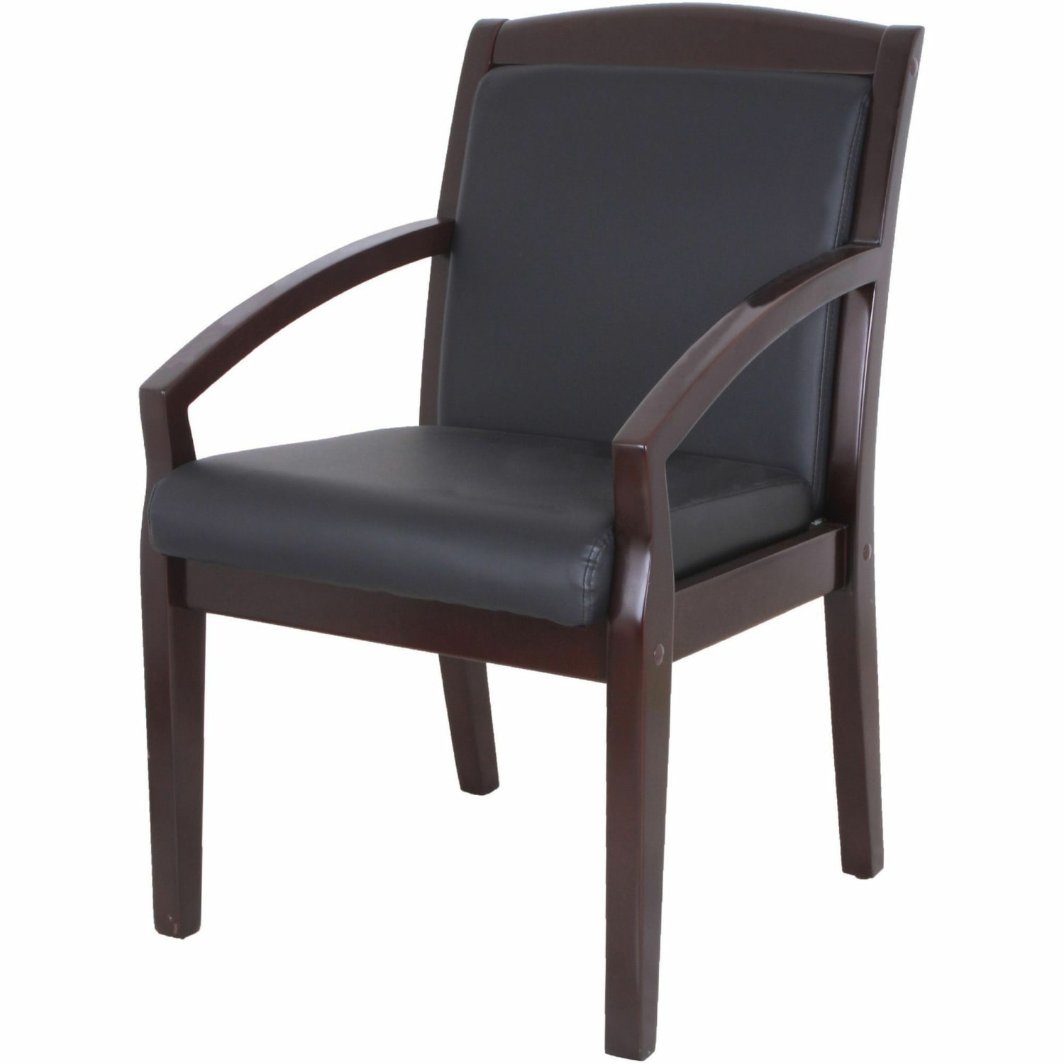 Lorell Bonded LeatherWood Guest Chair With Sloping Arms BlackEspresso PopularChairscom