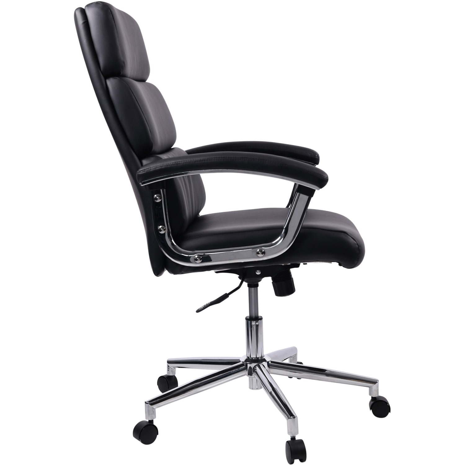 Lorell Ergonomic Bonded LeatherChrome High Back Chair Black PopularChairscom