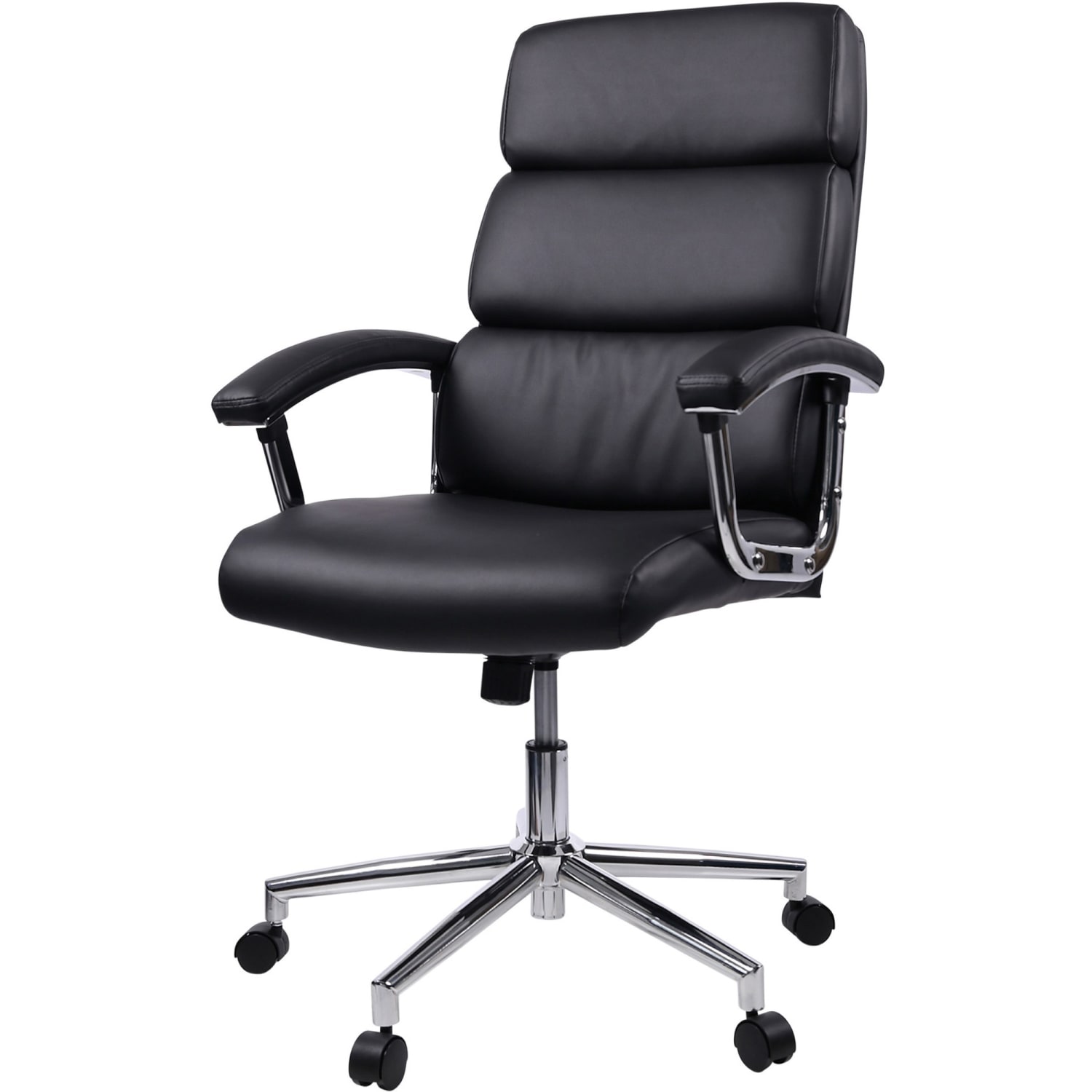 Lorell Ergonomic Bonded LeatherChrome High Back Chair Black PopularChairscom
