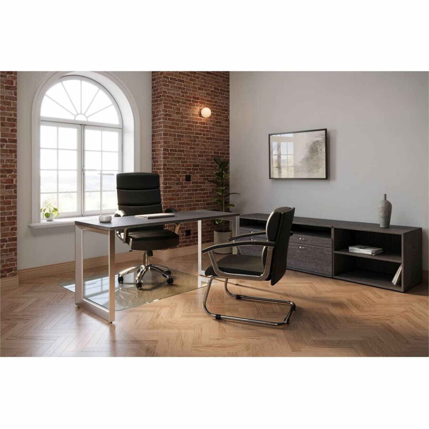 Lorell Ergonomic Bonded LeatherChrome High Back Chair Black PopularChairscom