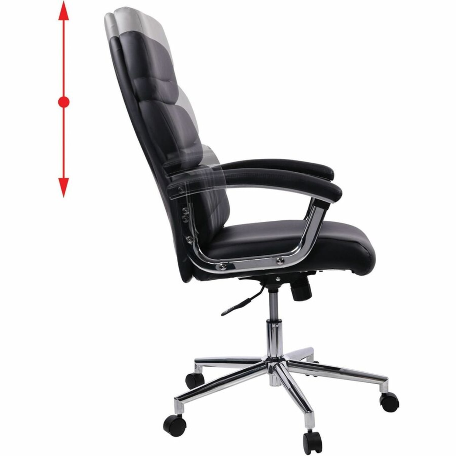 Lorell Ergonomic Bonded LeatherChrome High Back Chair Black PopularChairscom