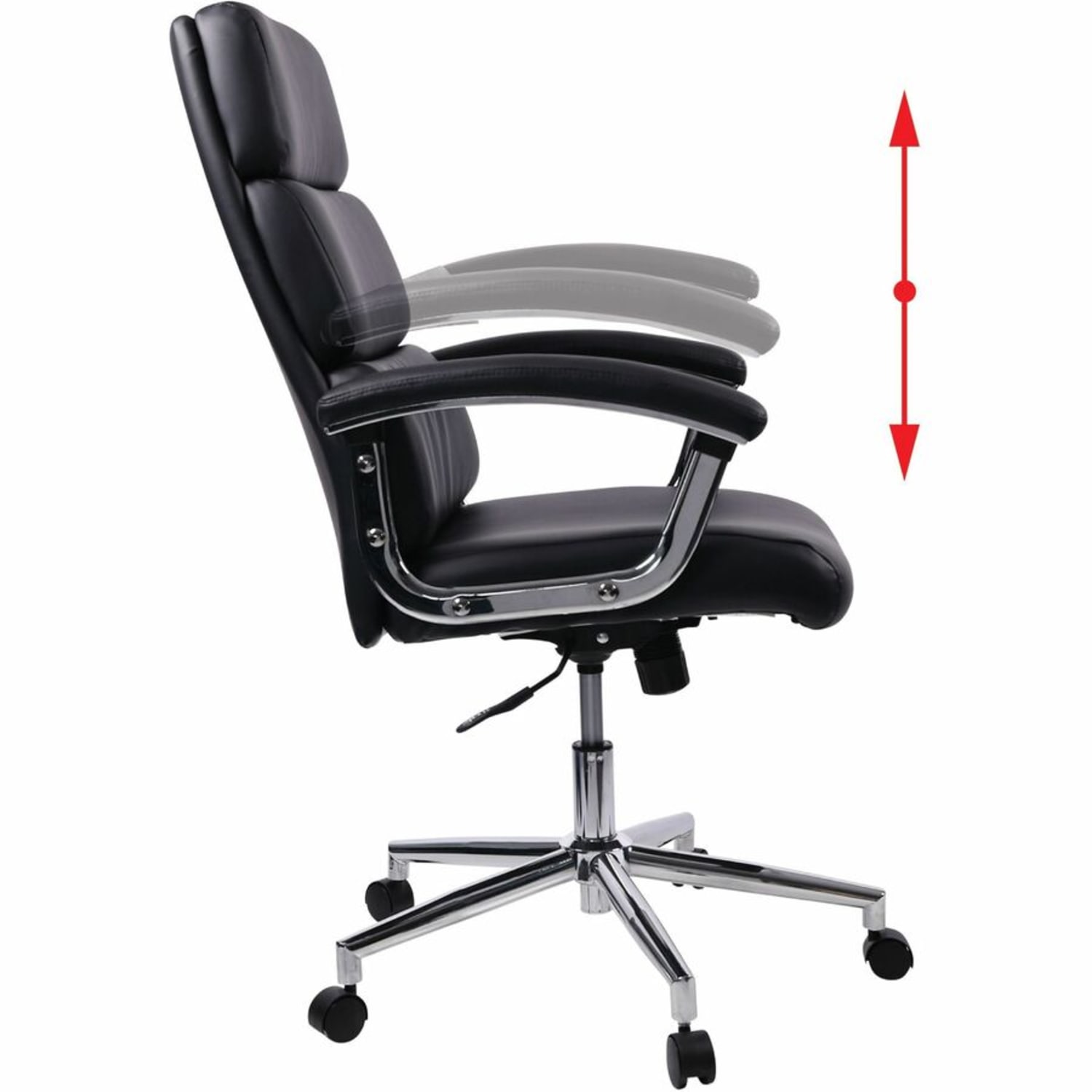 Lorell Ergonomic Bonded LeatherChrome High Back Chair Black PopularChairscom