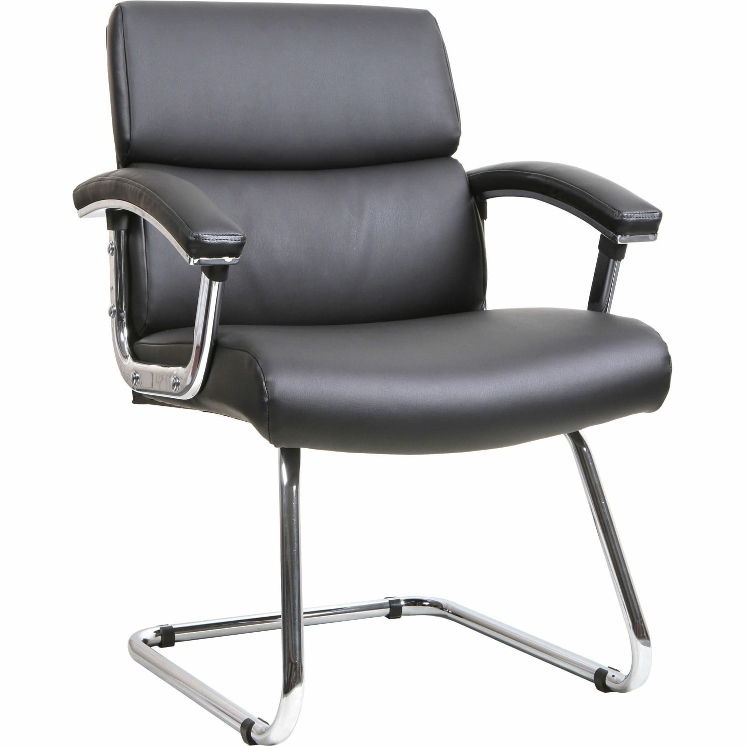 Lorell Bonded LeatherChrome Guest Chair Black PopularChairscom