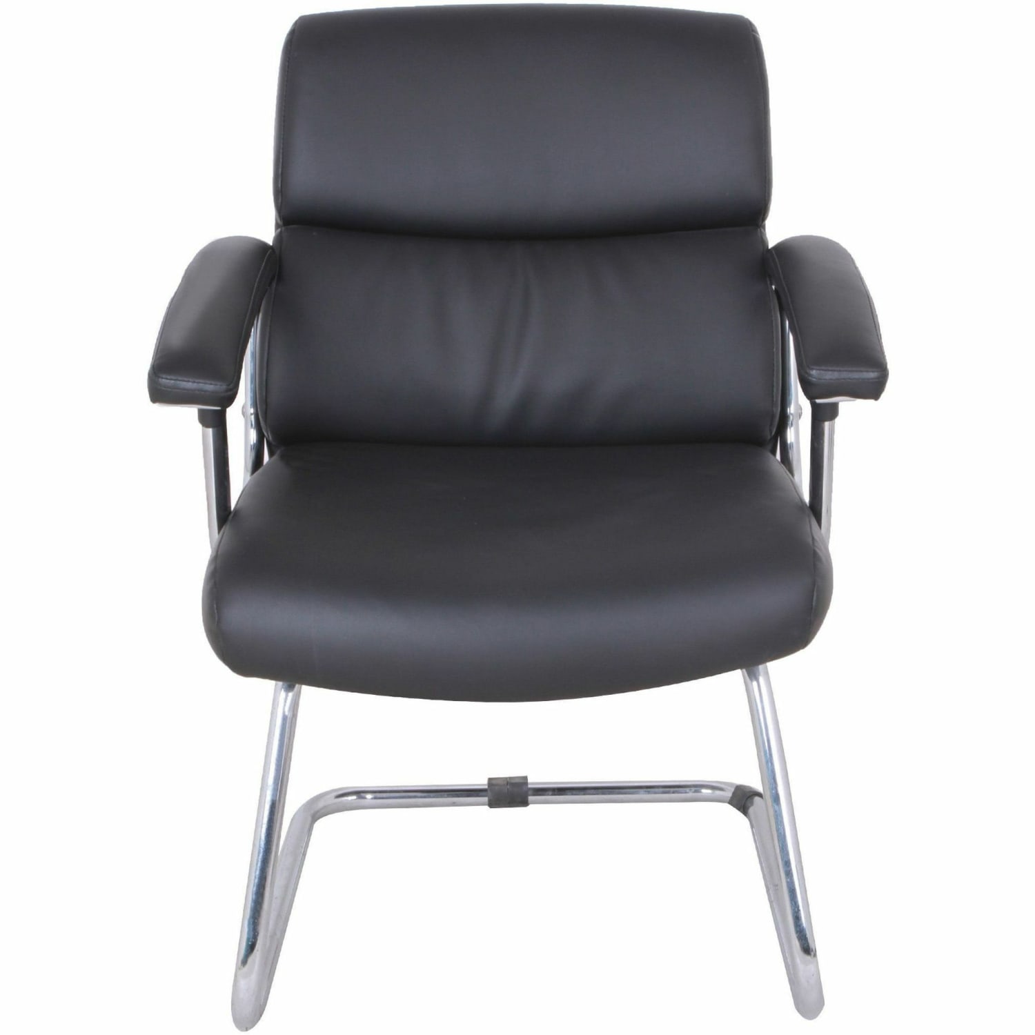 Lorell Bonded Leather/Chrome Guest Chair, Black - Image 3