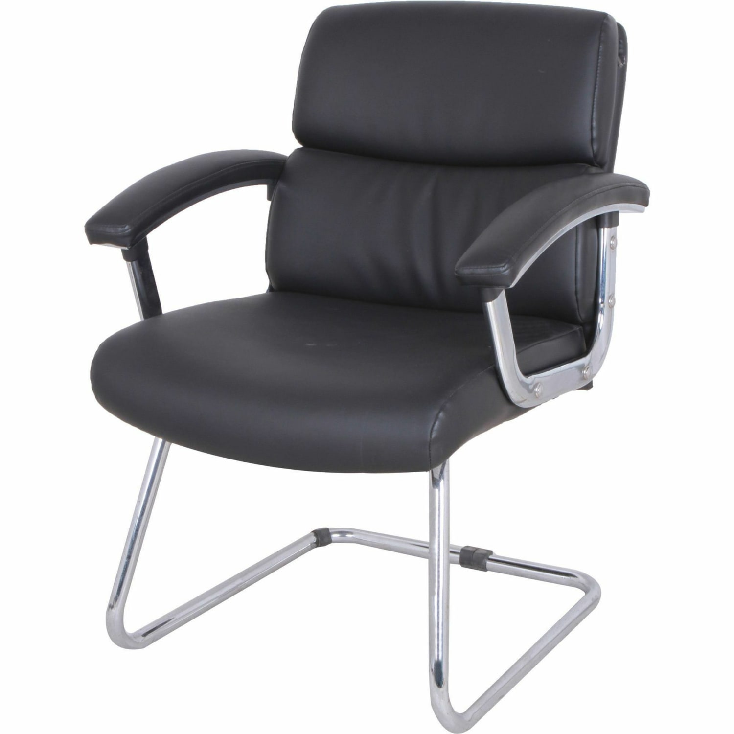 Lorell Bonded Leather/Chrome Guest Chair, Black - Image 4