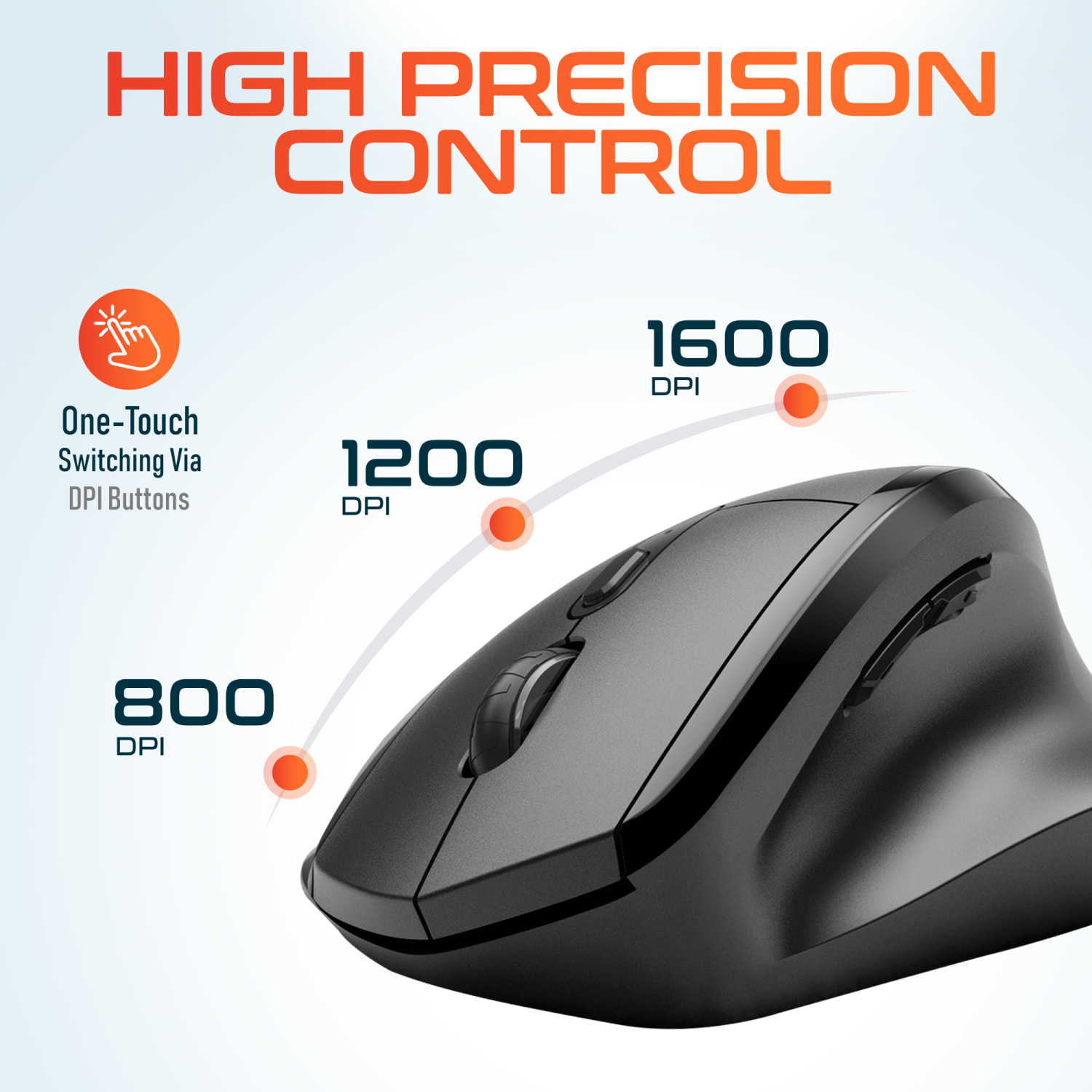 Delton S30 Wireless Ergonomic Computer Mouse, Black - Image 6