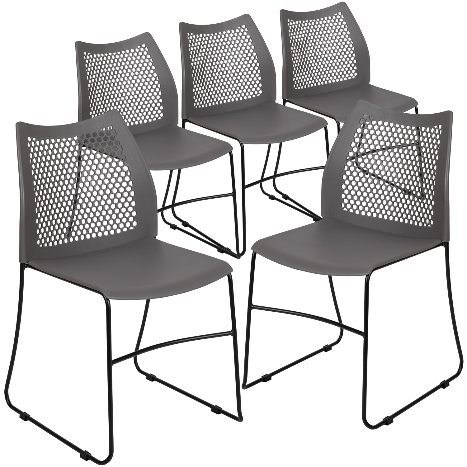 Flash Furniture HERCULES Series Stack Chairs Gray Set Of 5 Chairs PopularChairscom