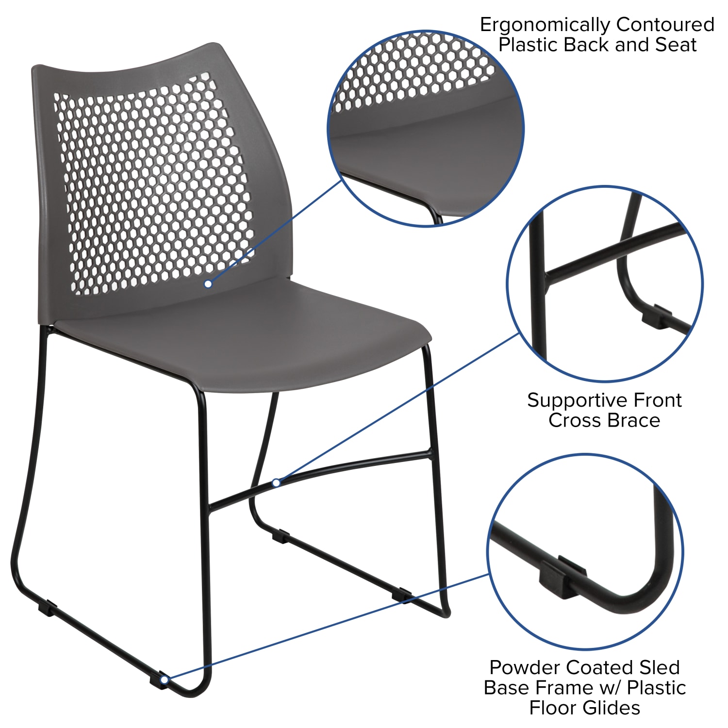 Flash Furniture HERCULES Series Stack Chairs Gray Set Of 5 Chairs PopularChairscom