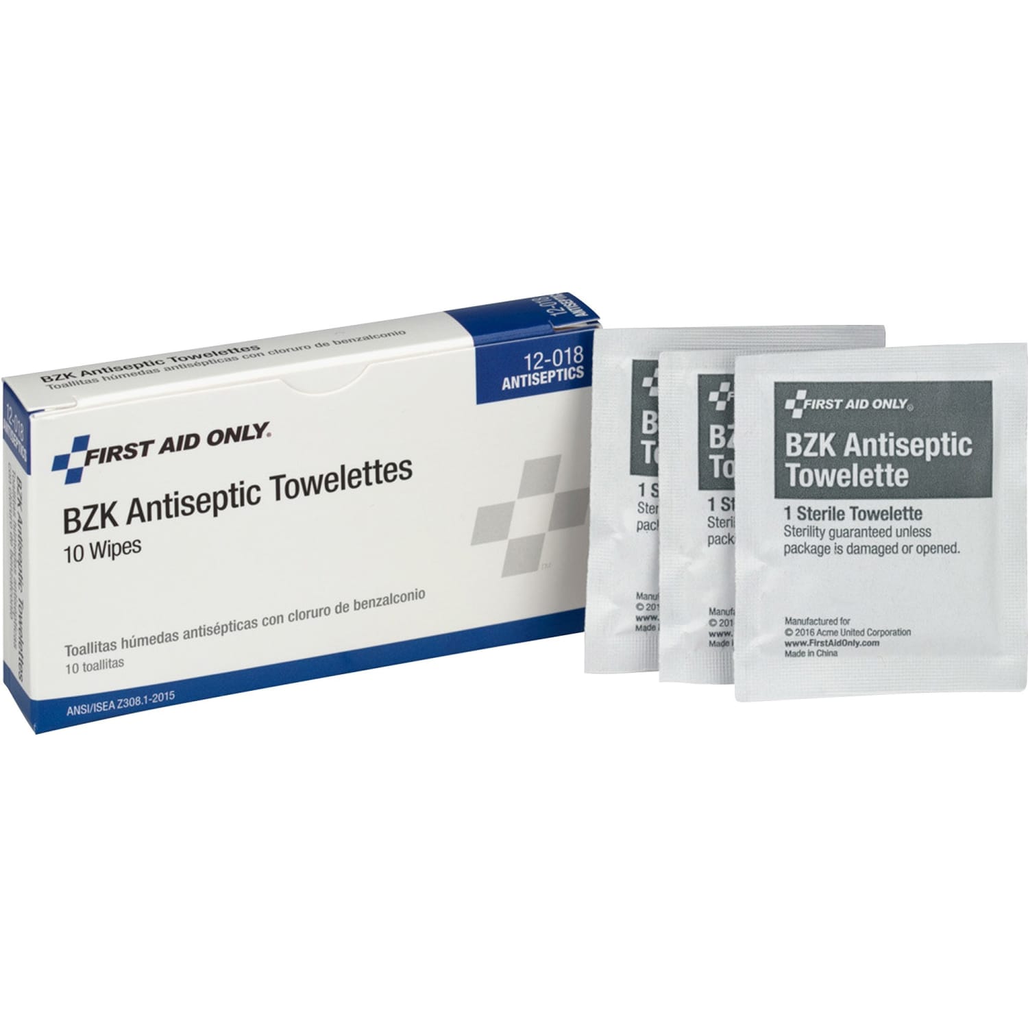 First Aid Only BZK Antiseptic Towelettes, 2in x 2in, White, Box Of 10 - Image 3