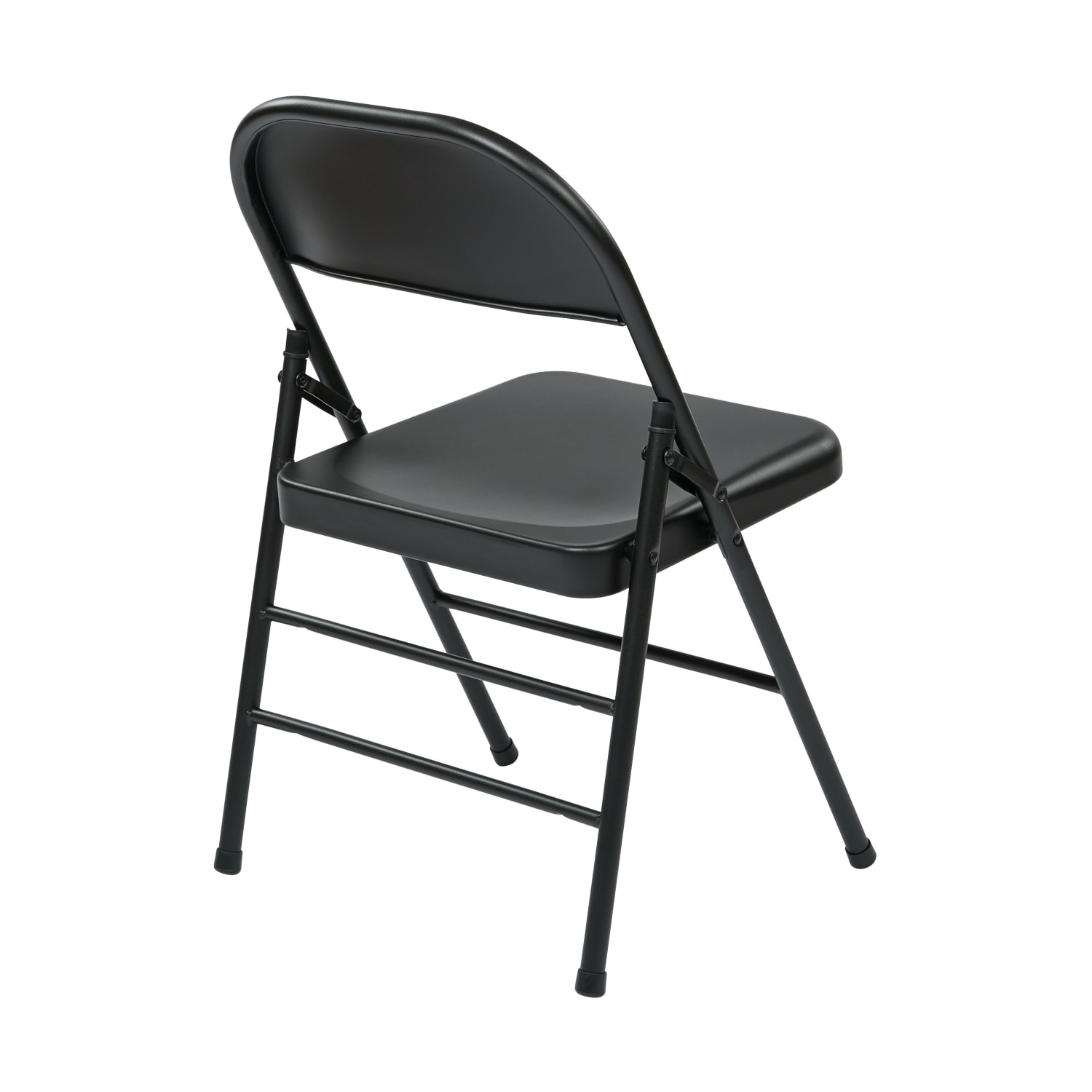 Office Star Work Smart Metal Mid-Back Folding Chairs, Black, Set Of 4 Chairs - Image 3