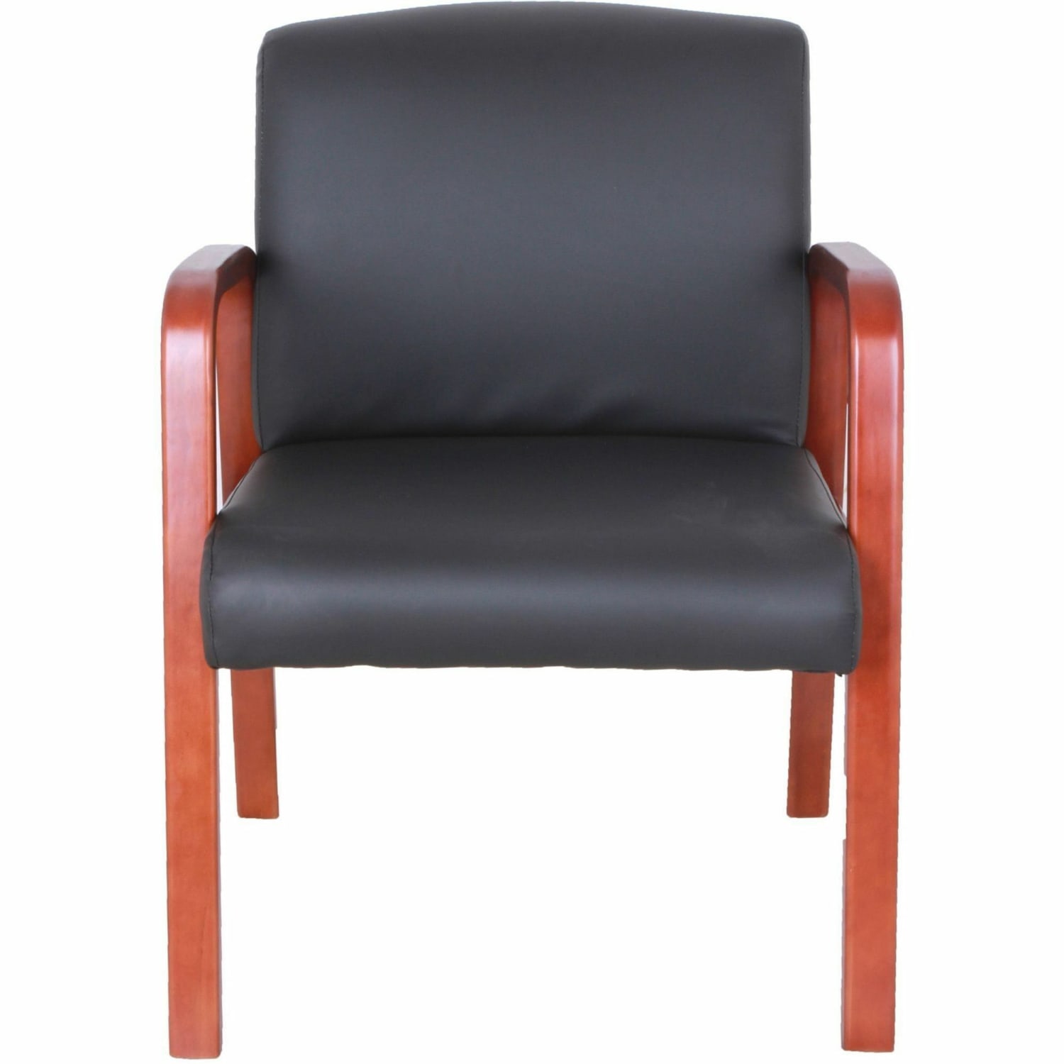 Lorell Bonded Leather/Wood Guest Chair, Black/Cherry - Image 3