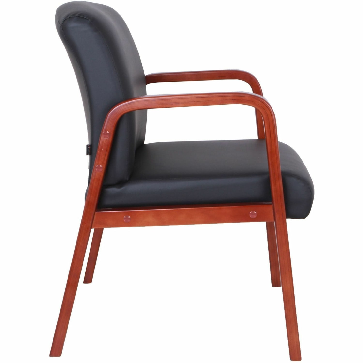 Lorell Bonded Leather/Wood Guest Chair, Black/Cherry - Image 4