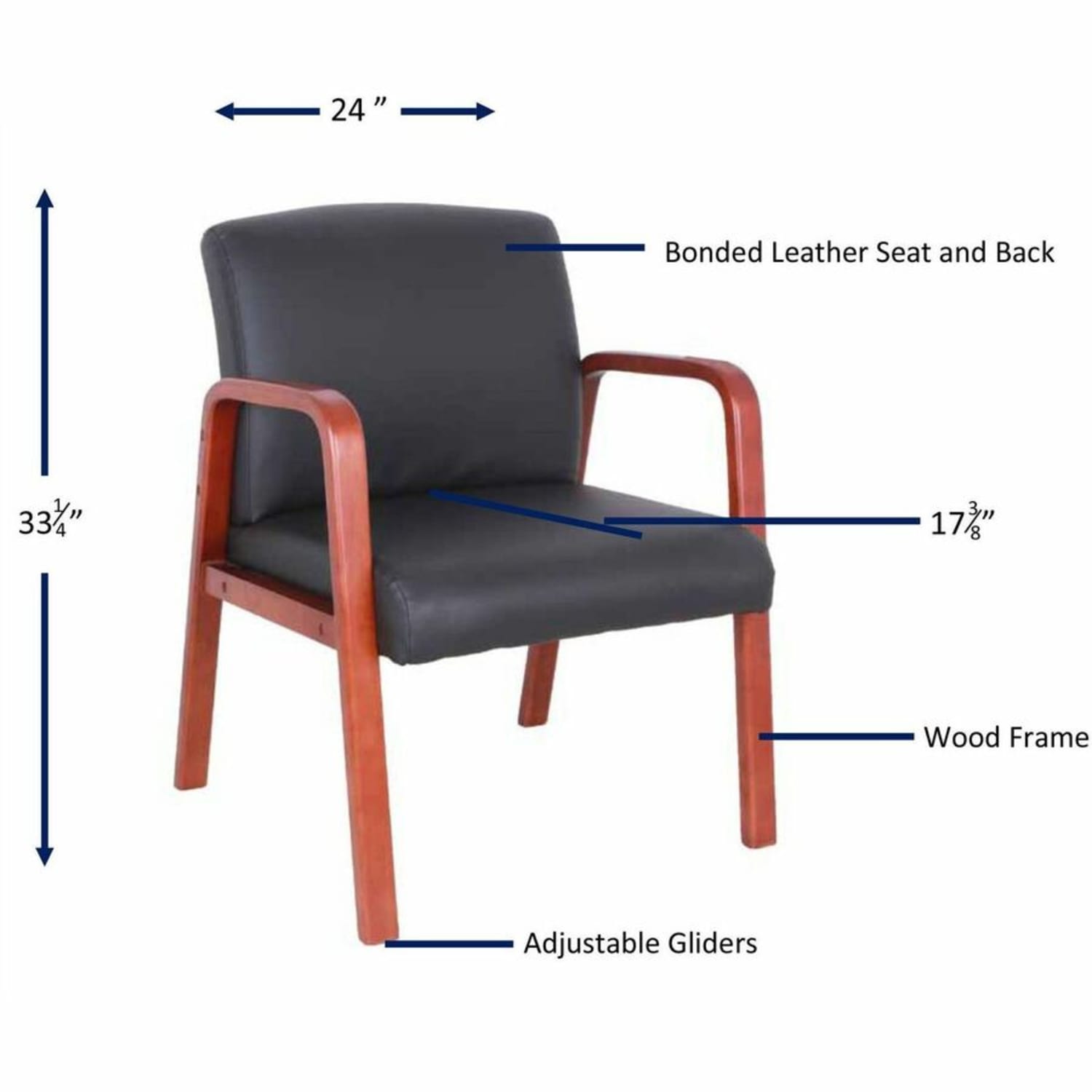 Lorell Bonded Leather/Wood Guest Chair, Black/Cherry - Image 6