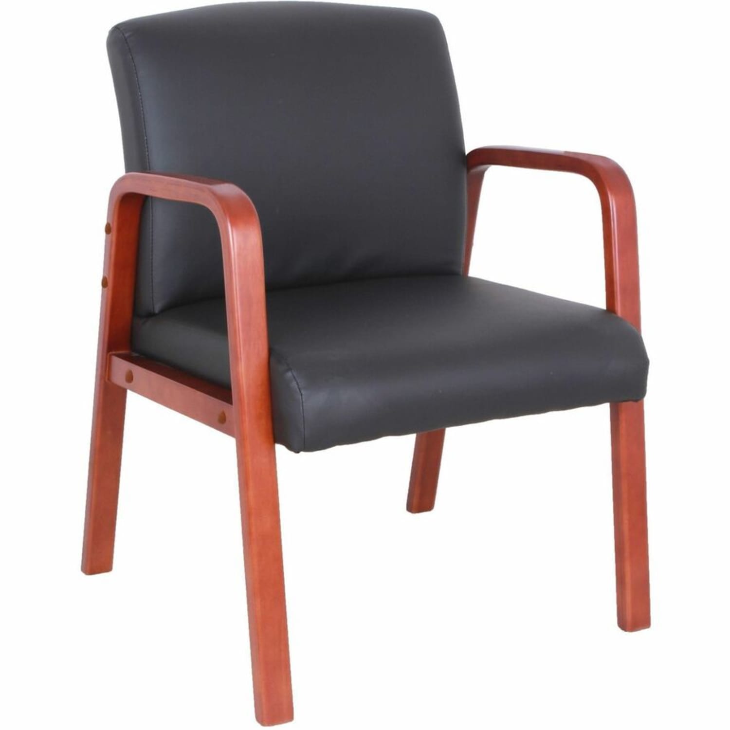 Lorell Bonded Leather/Wood Guest Chair, Black/Cherry - Image 7