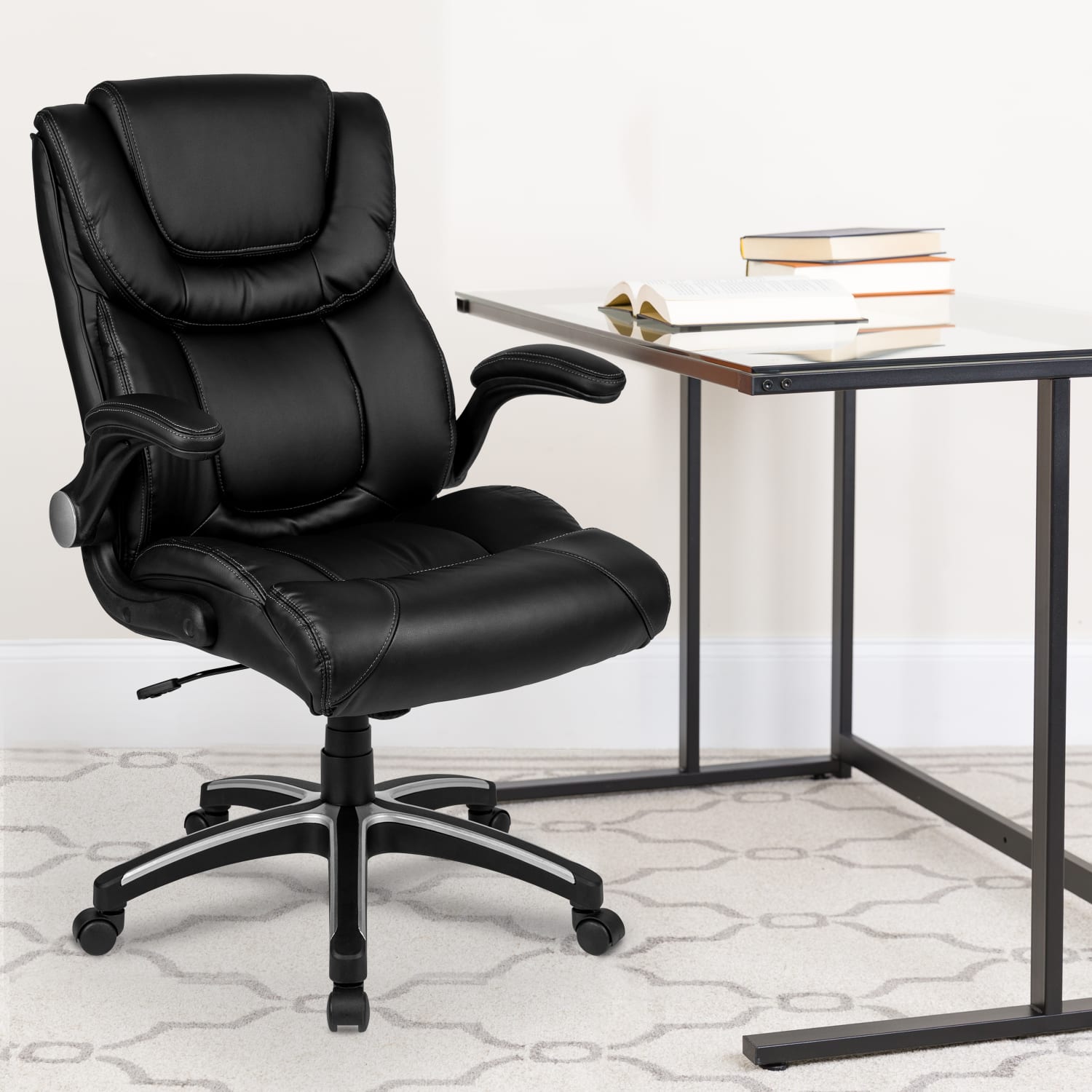 Flash Furniture LeatherSoft Faux Leather High-Back Executive Office Chair, Black, BT9896H