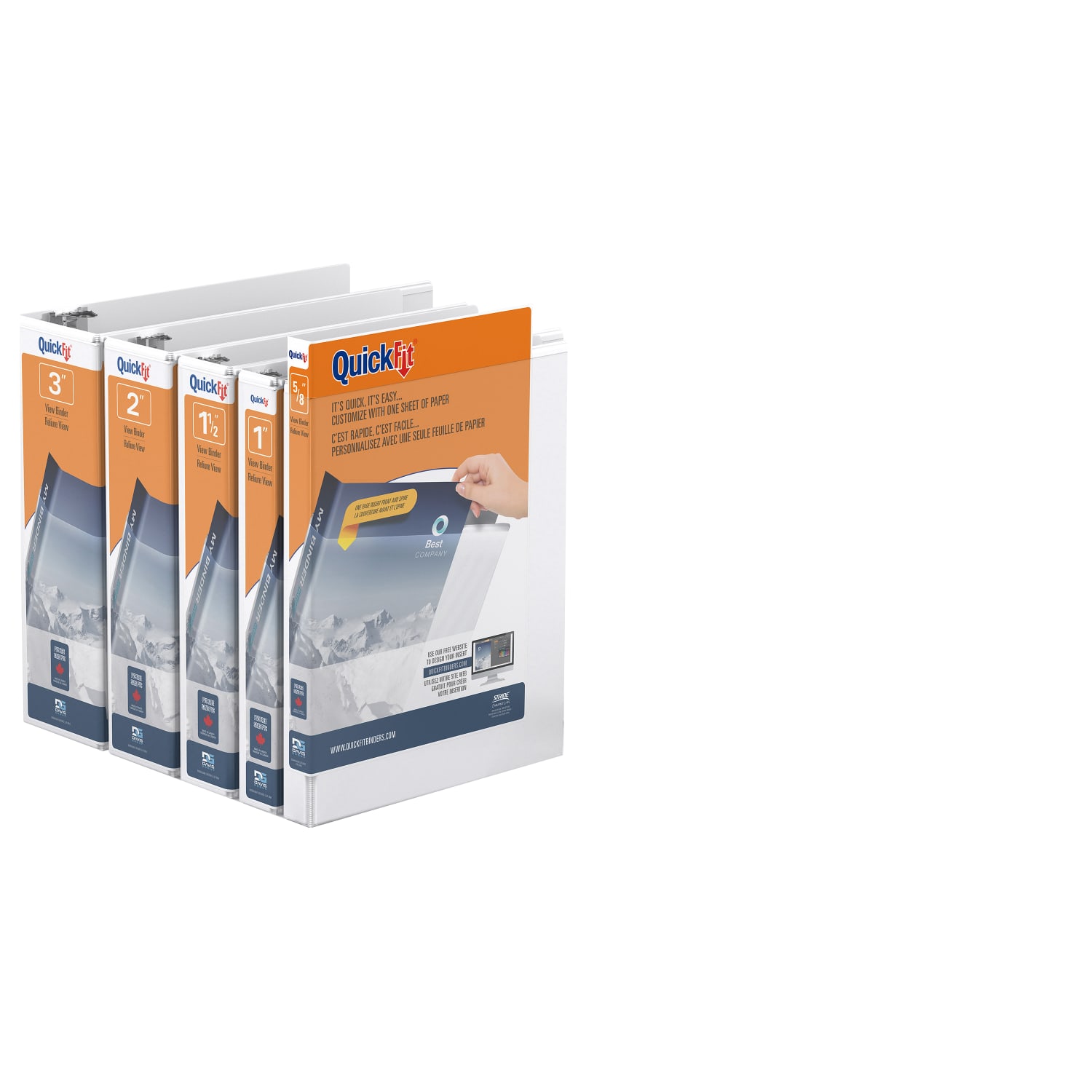 QuickFit View 3-Ring Binder, 5/8in Round Rings, 50% Recycled, White - Image 4