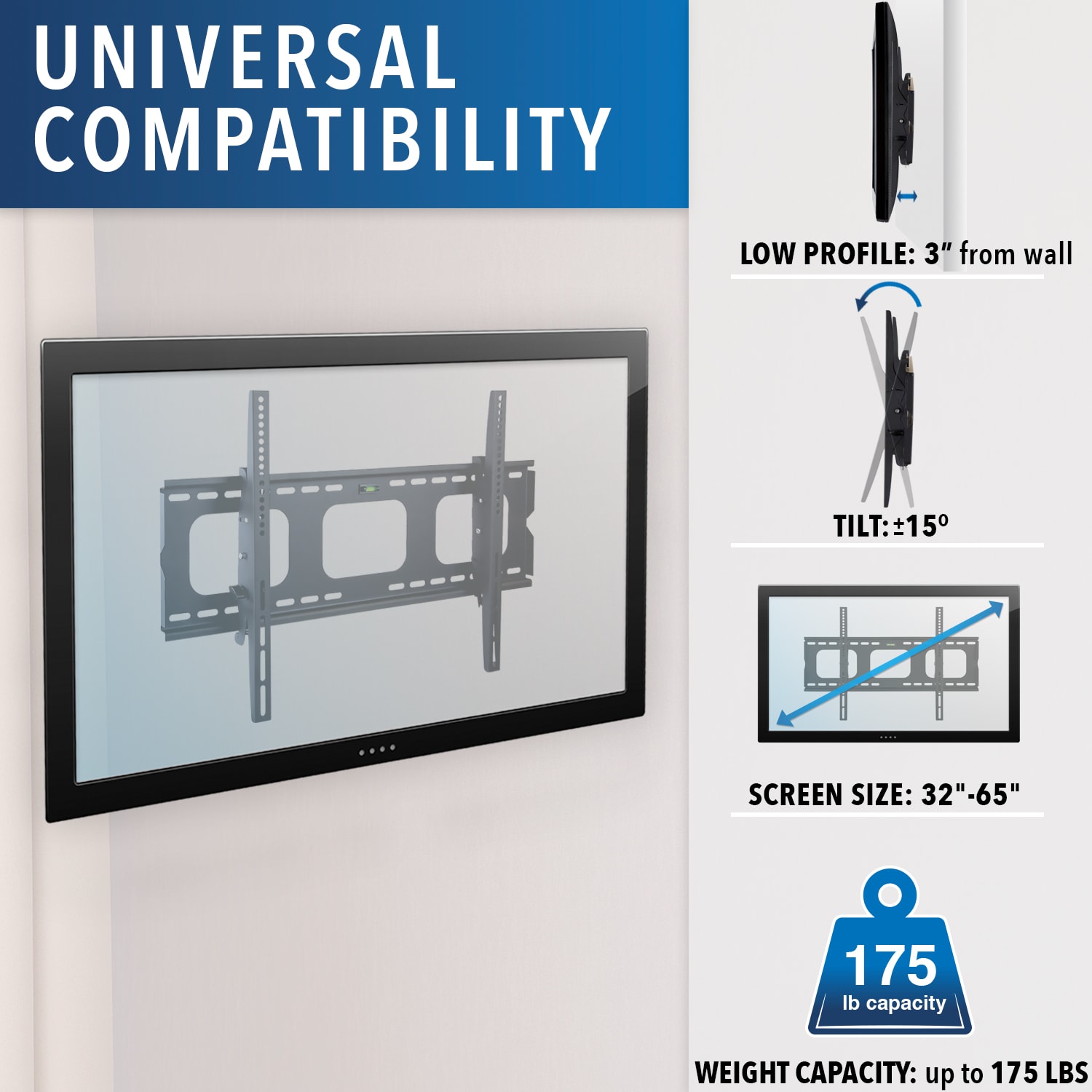 Mount-It! Heavy-Duty Tilt TV Wall Mount, MI-303B - Image 4