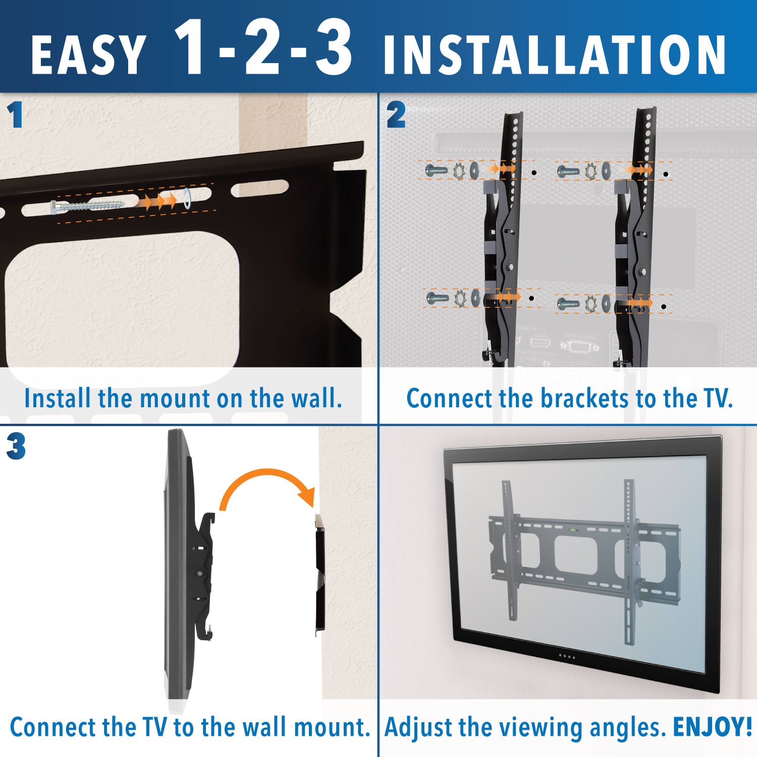 Mount-It! Heavy-Duty Tilt TV Wall Mount, MI-303B - Image 6
