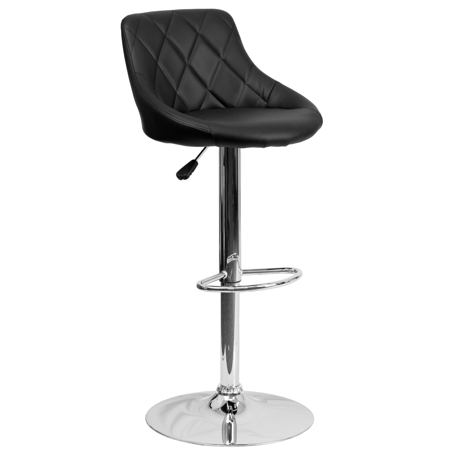 Flash Furniture Contemporary Vinyl Bucket Seat Adjustable Height Barstool with Diamond Pattern Back and Chrome Base Black PopularChairscom