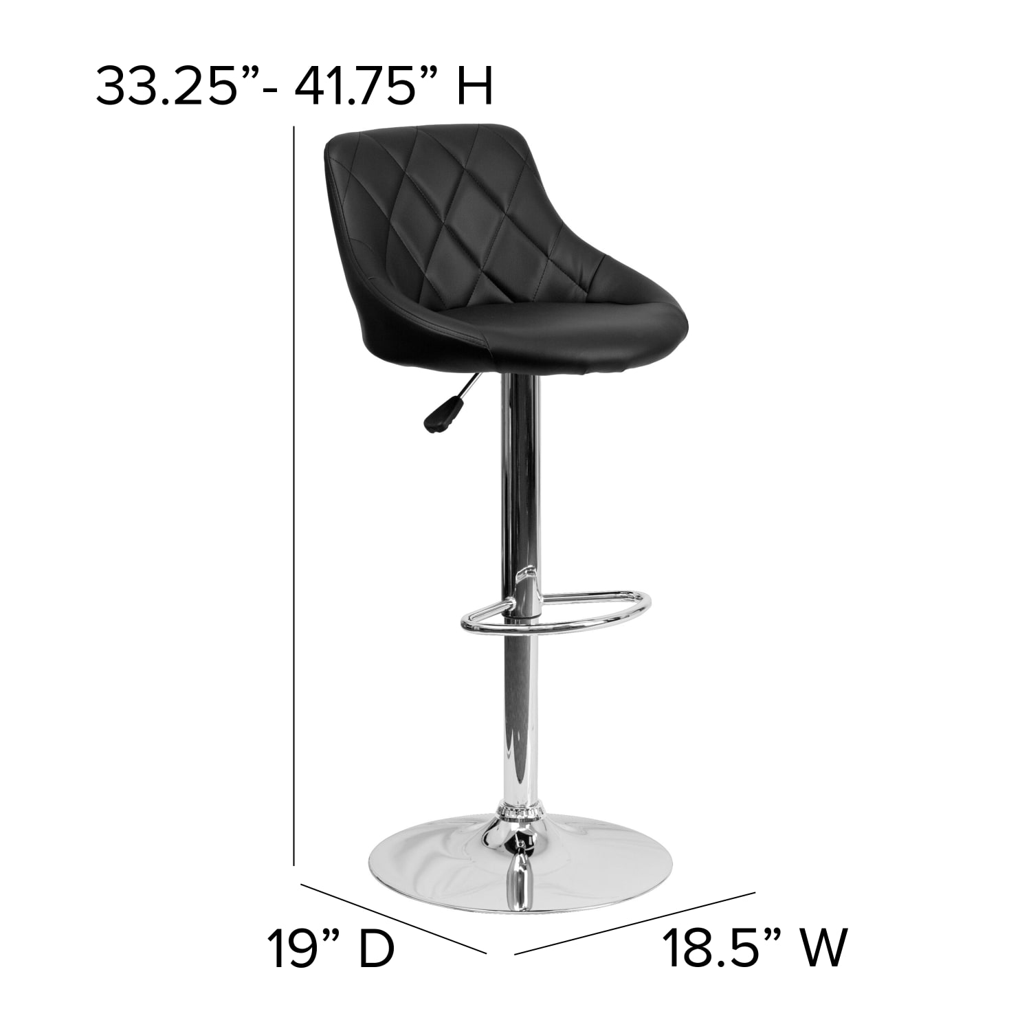 Flash Furniture Contemporary Vinyl Bucket Seat Adjustable Height Barstool with Diamond Pattern Back and Chrome Base Black PopularChairscom Flash Furniture Contemporary Vinyl Bucket Seat Adjustable Height Barstool with Diamond Pattern Back and Chrome Base Black PopularChairscom