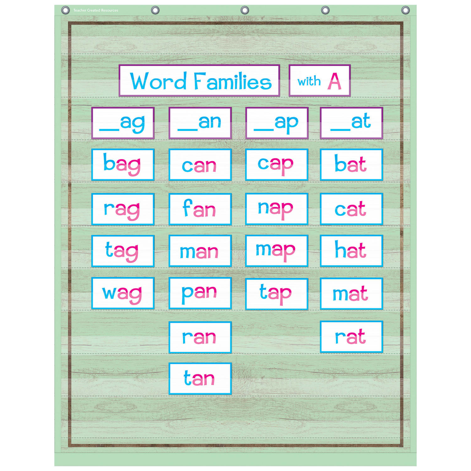 Teacher Created Resources 10 Pocket Chart, 34in x 44in, Mint Painted Wood Design - Image 3