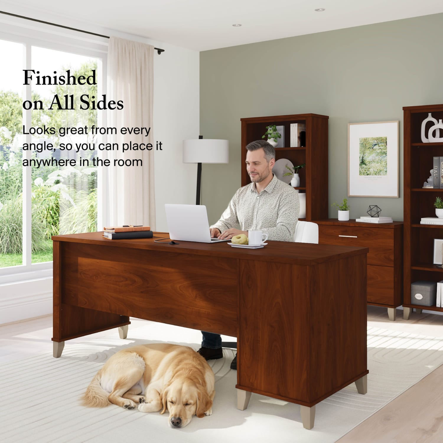 Bush Furniture Somerset Office 72inW Computer Desk With Drawers, Hansen Cherry, Standard Delivery - Image 4